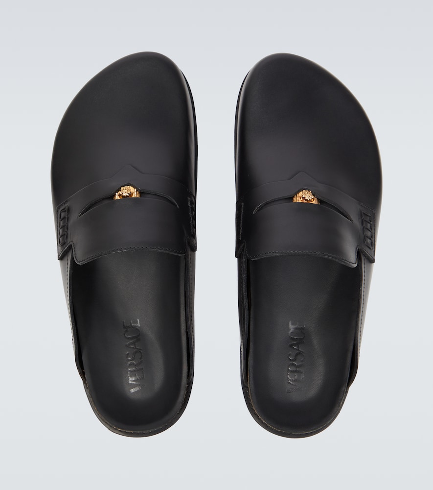 Medusa logo leather mules