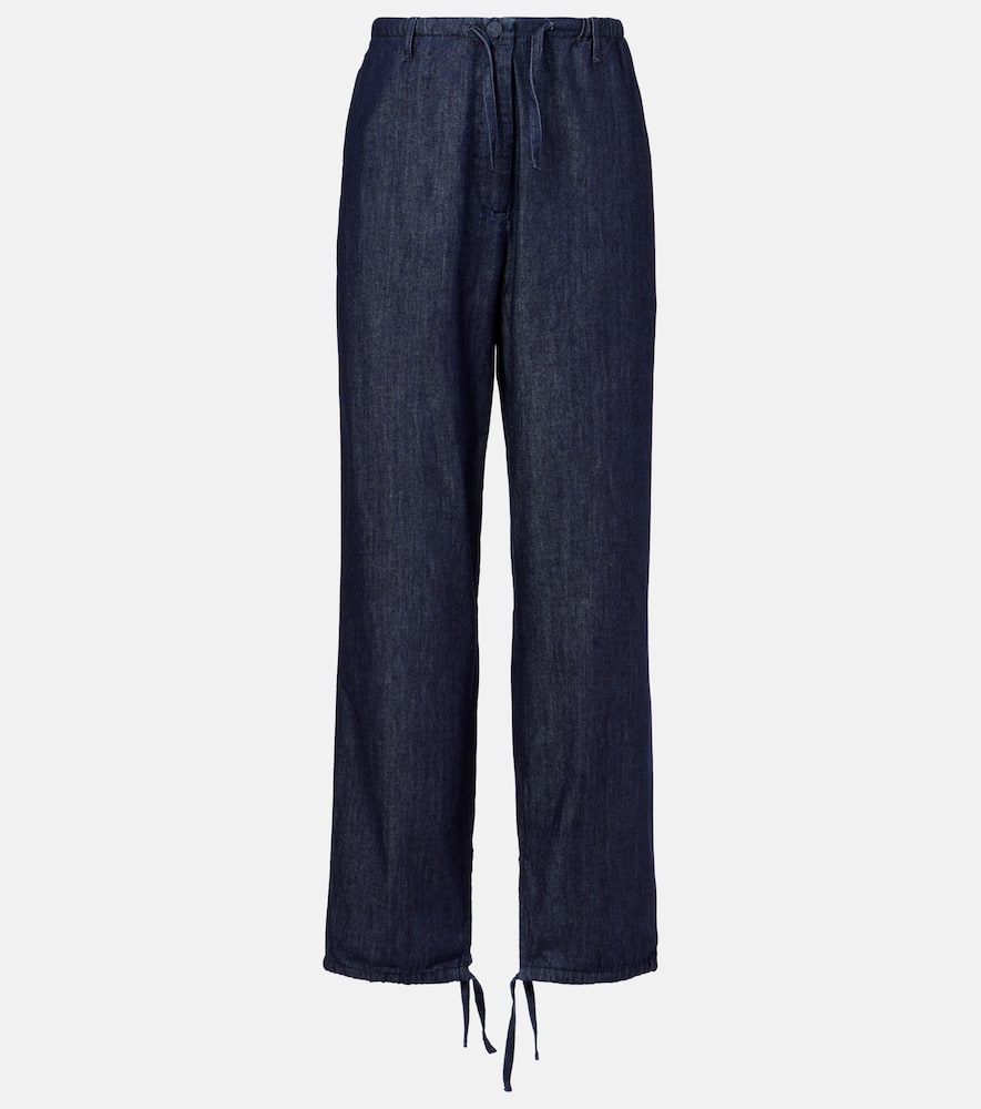 Denim straight pants