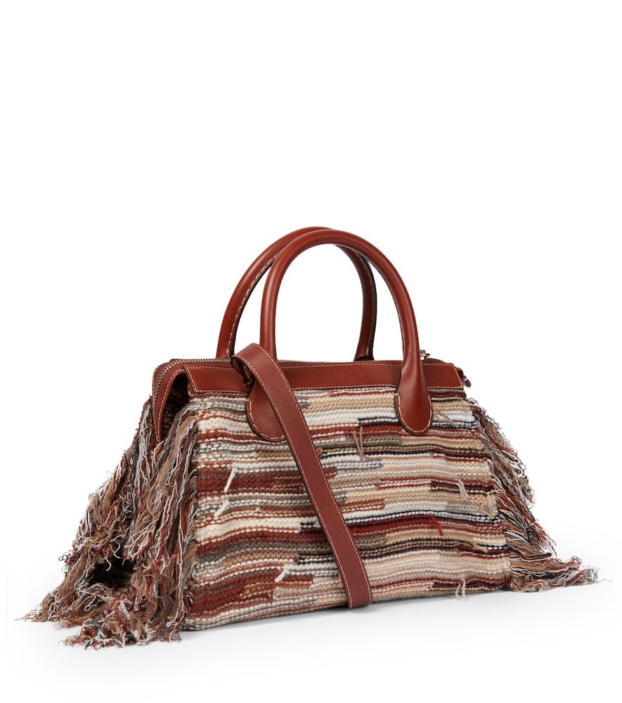 Edith Medium cashmere and leather tote