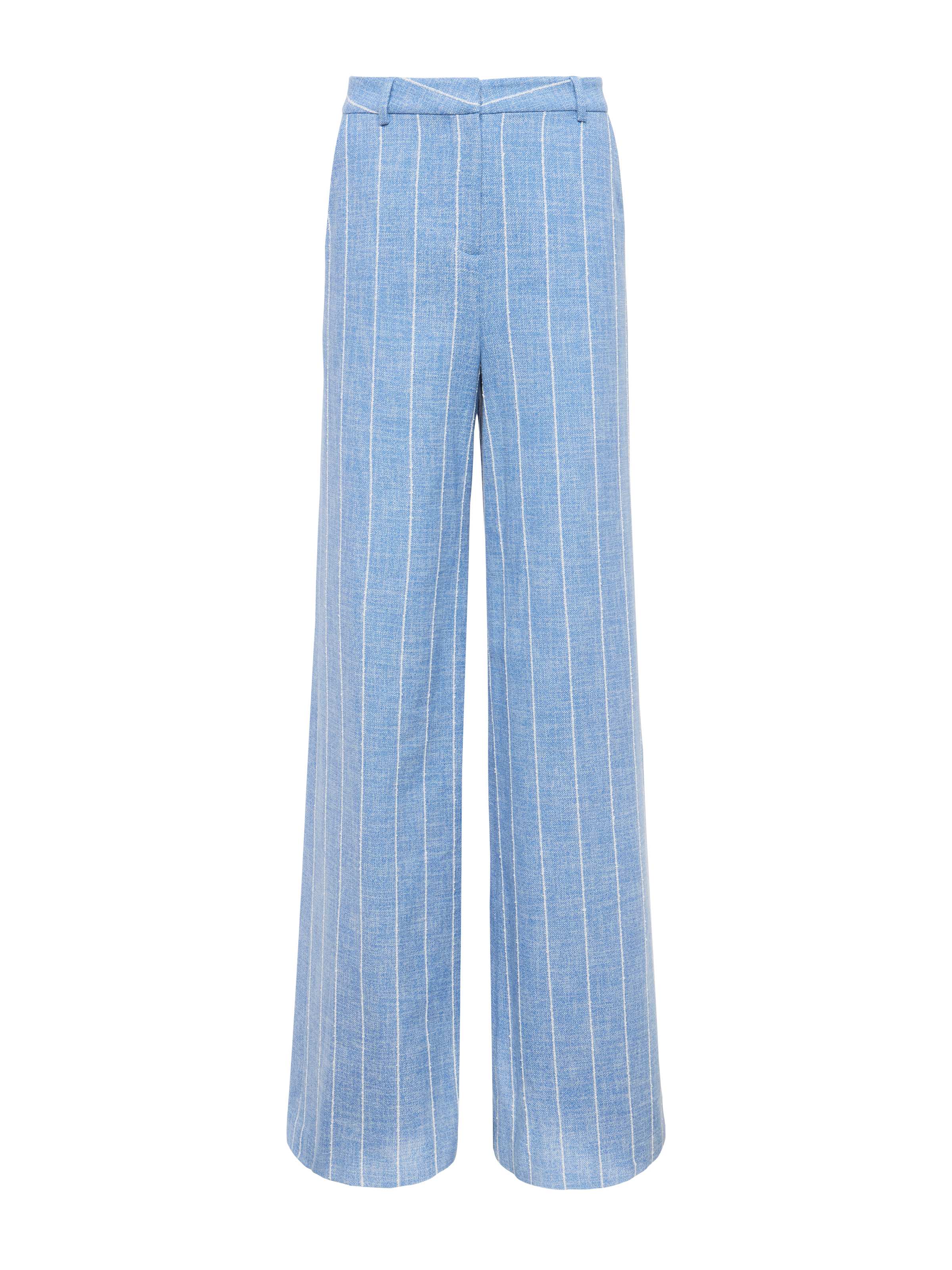 Pilar Pinstriped Wide-Leg Pants In Sky Blue/white Pinstripe