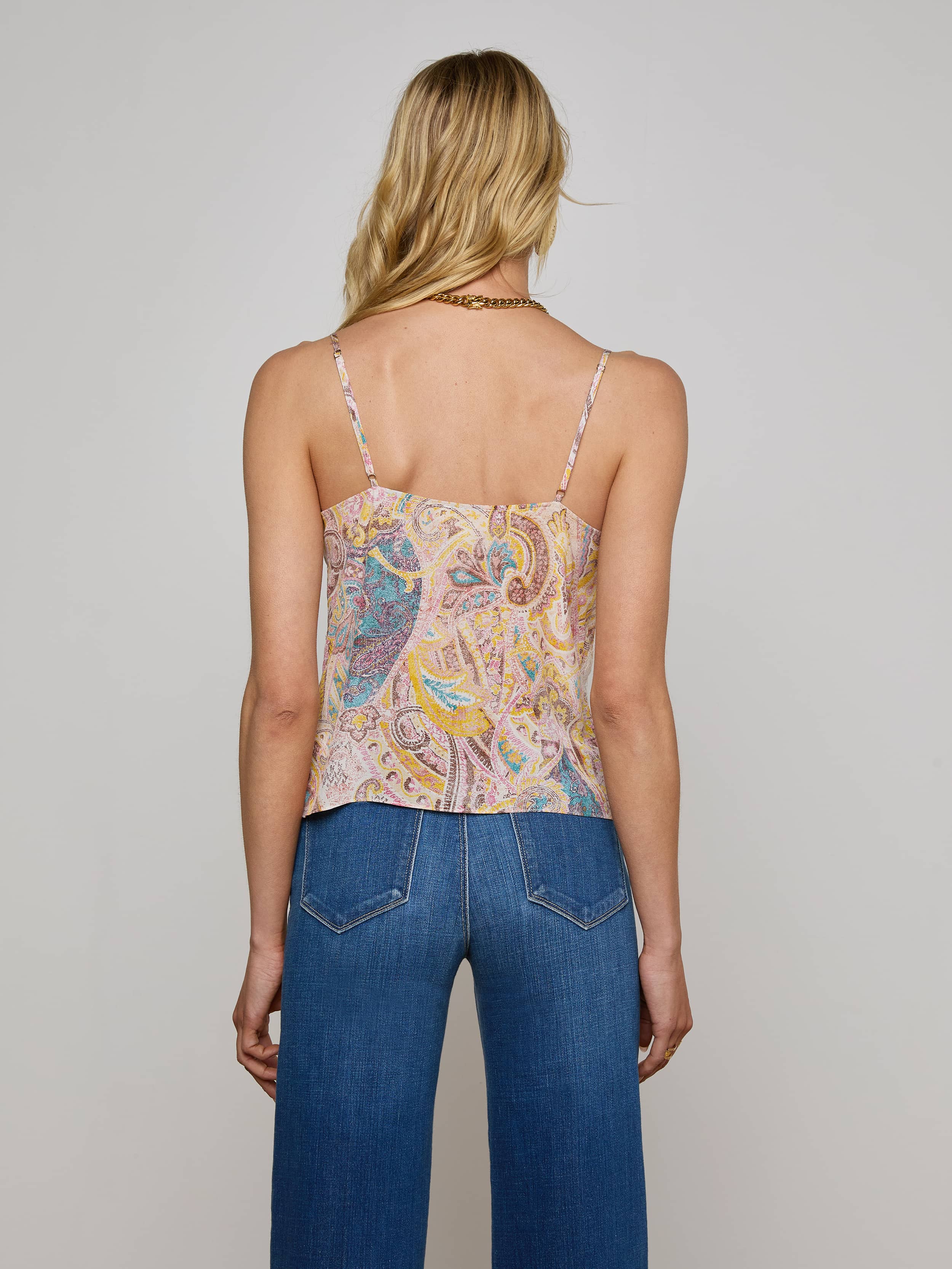 Kilah Silk Lace Camisole In Multi Western Paisley