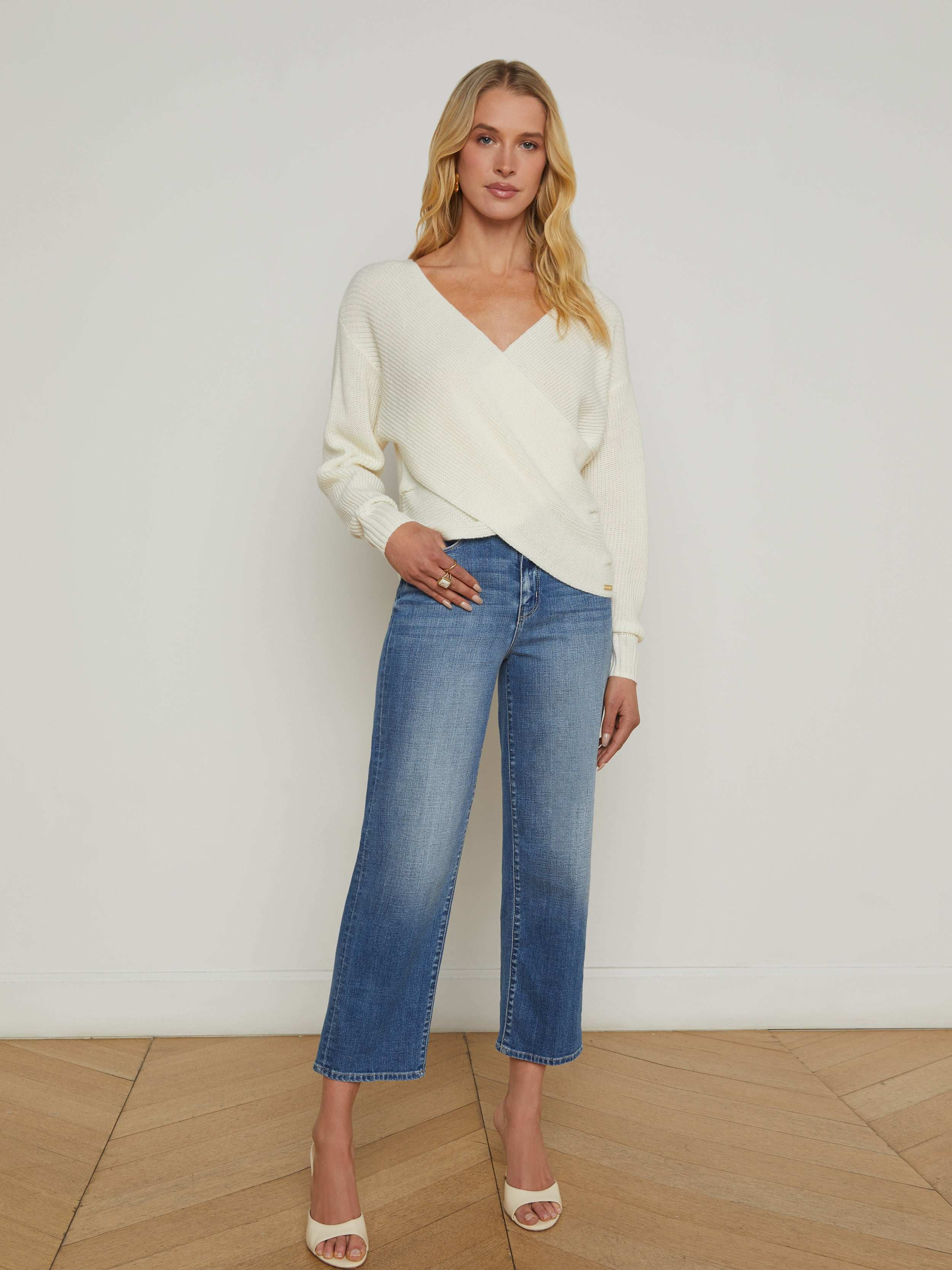 Antonella Crossover Sweater In Ivory