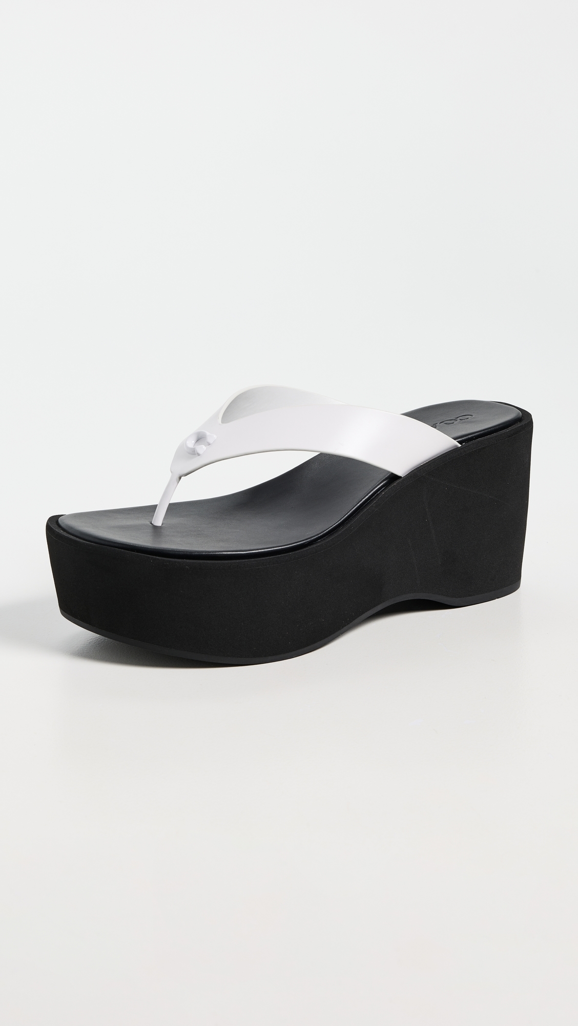 Coach Sculpted C Platform Flip Flops Optic White/Black