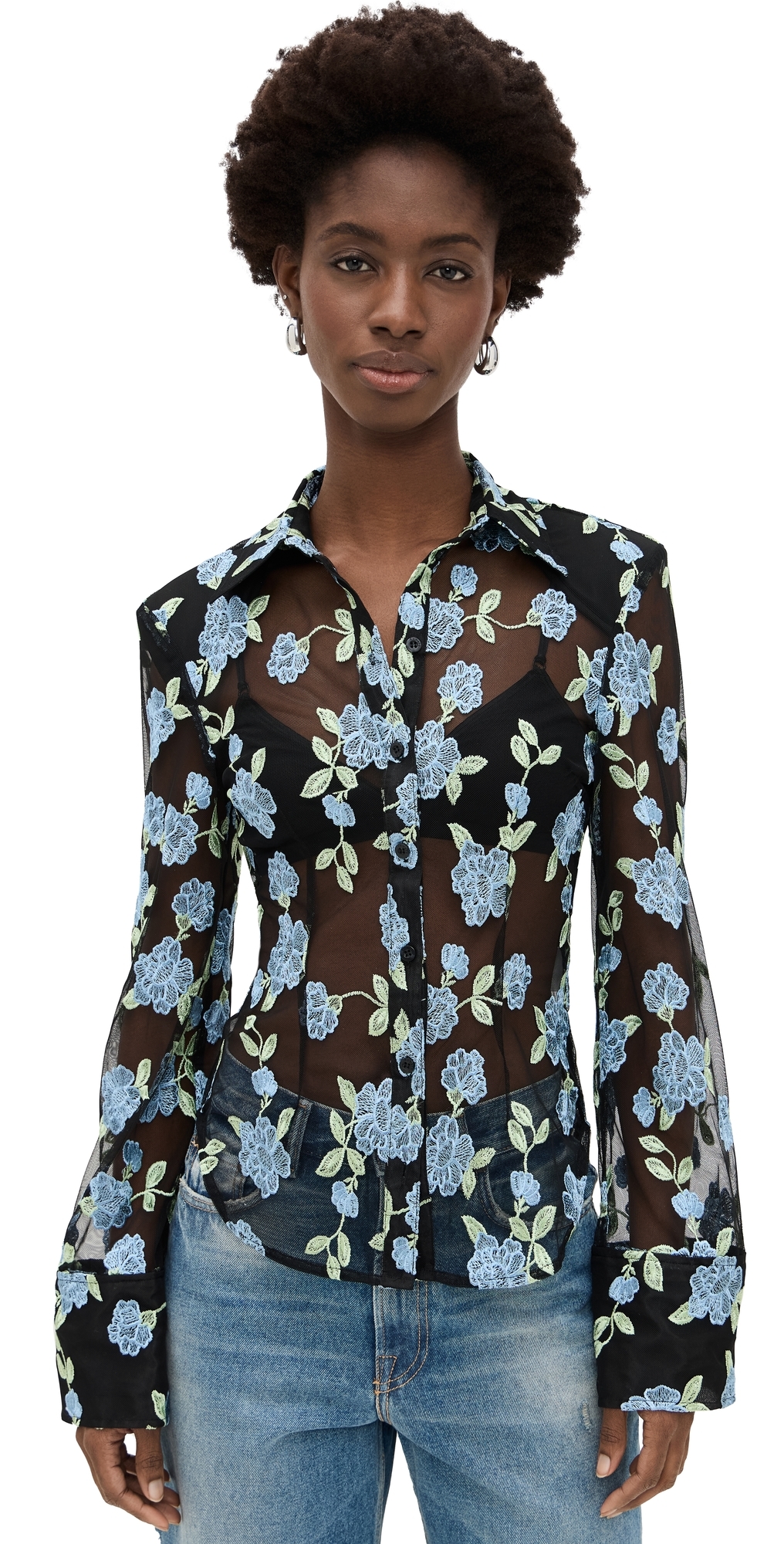 Mesh Fitted Shirt Black Comb.