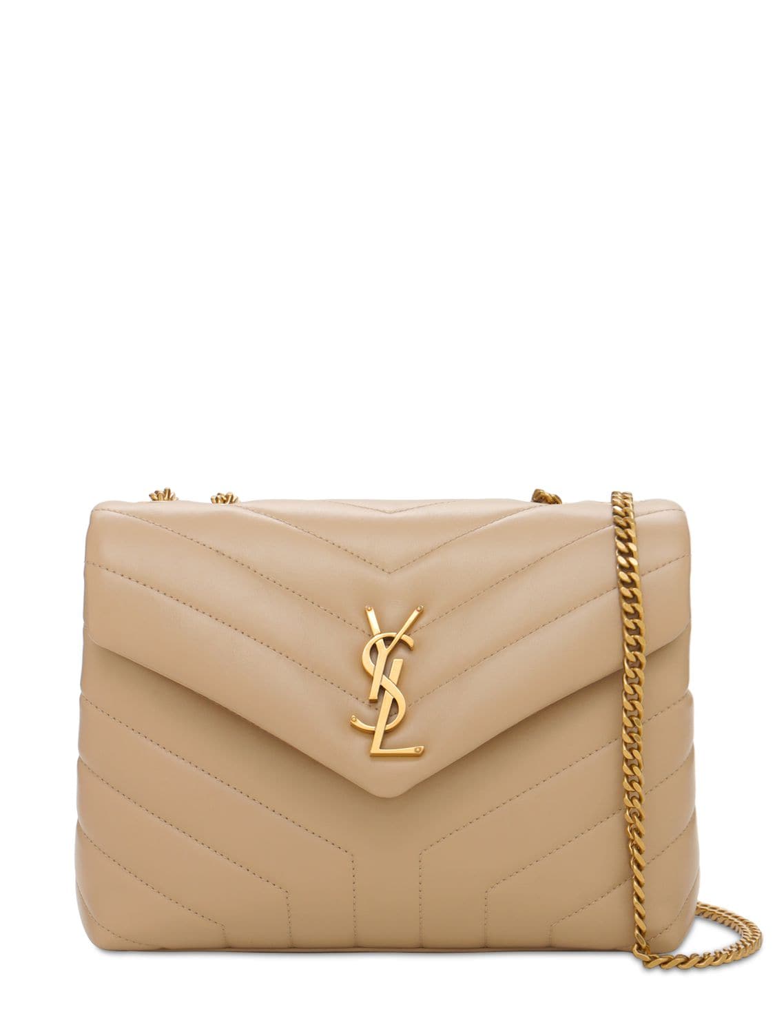 Loulou Small Leather Shoulder Bag in Brown - Saint Laurent