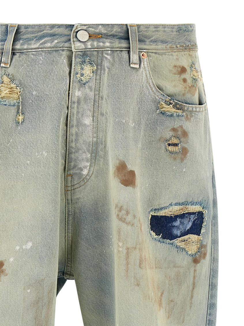 Light Blue Trashed Big Shape Jeans