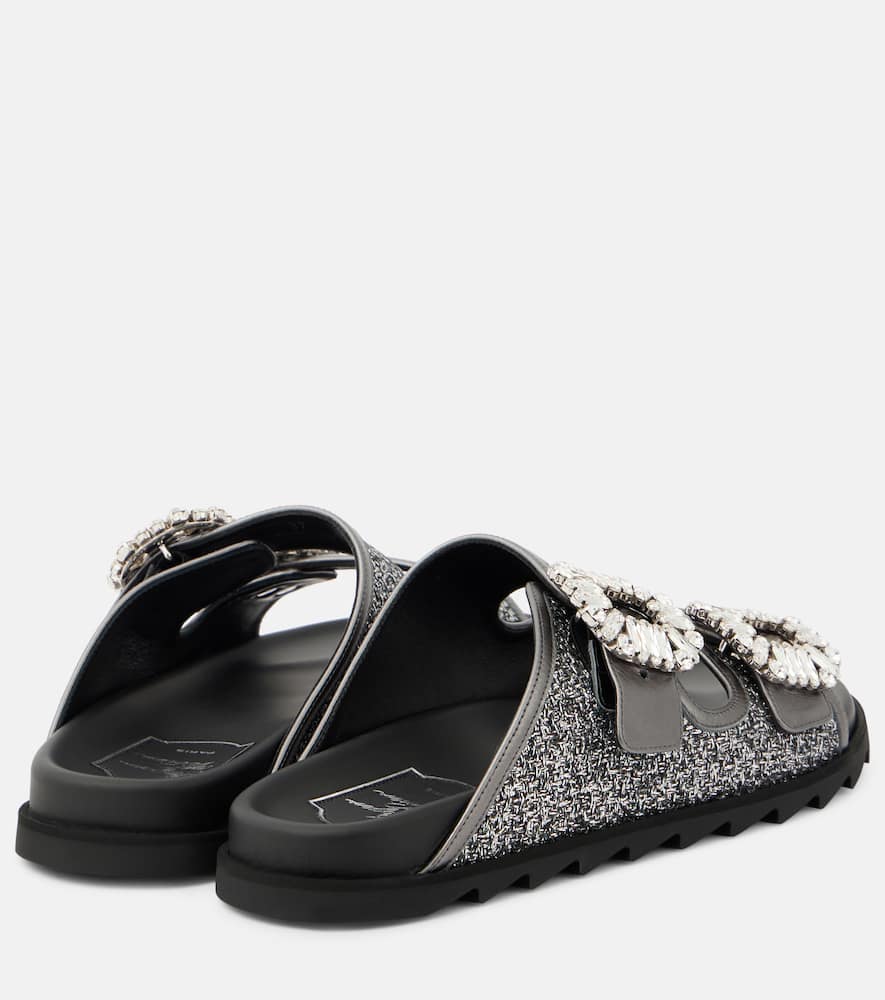 Slidy Viv' embellished leather-trimmed sandals