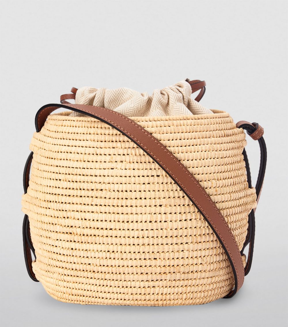 Shop LOEWE LOEWE x Paula's Ibiza Beehive Raffia Bucket Bag