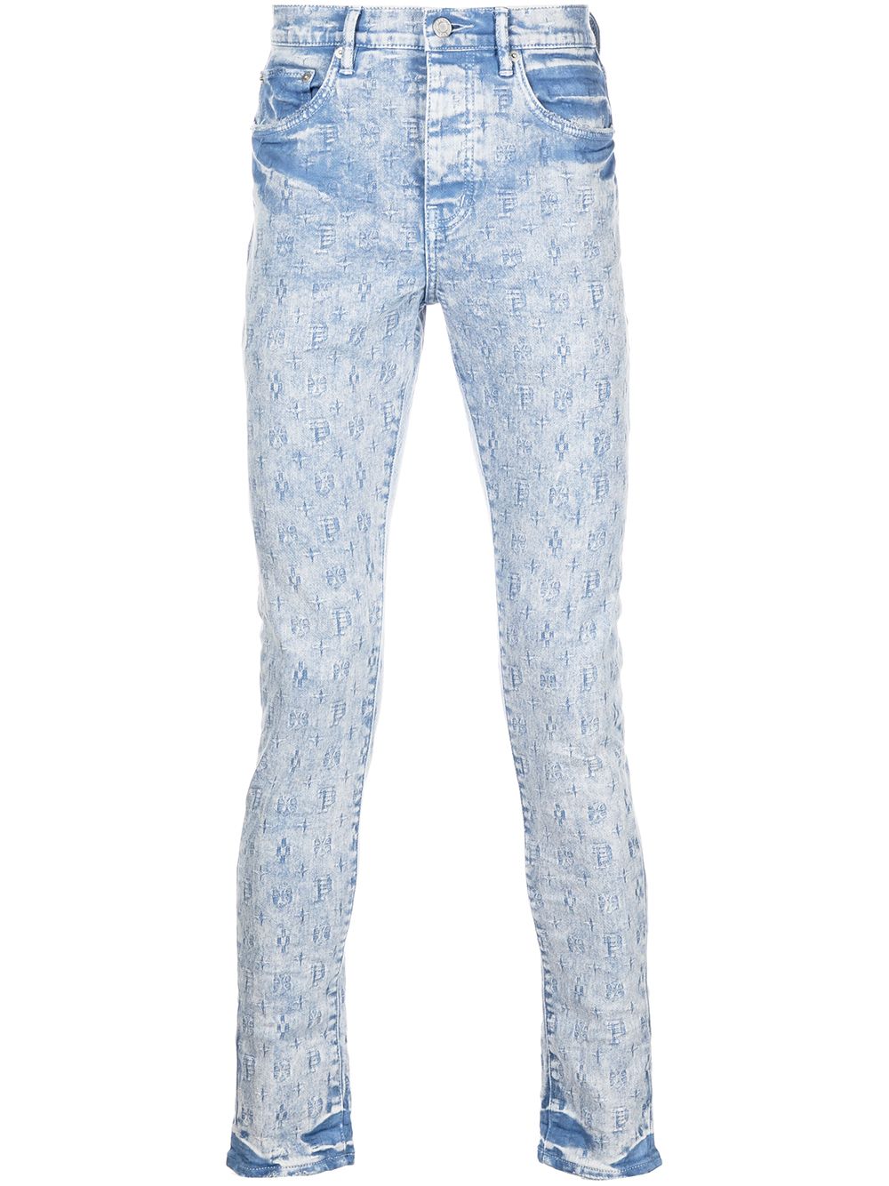 Monogrammed jacquard denim jeans