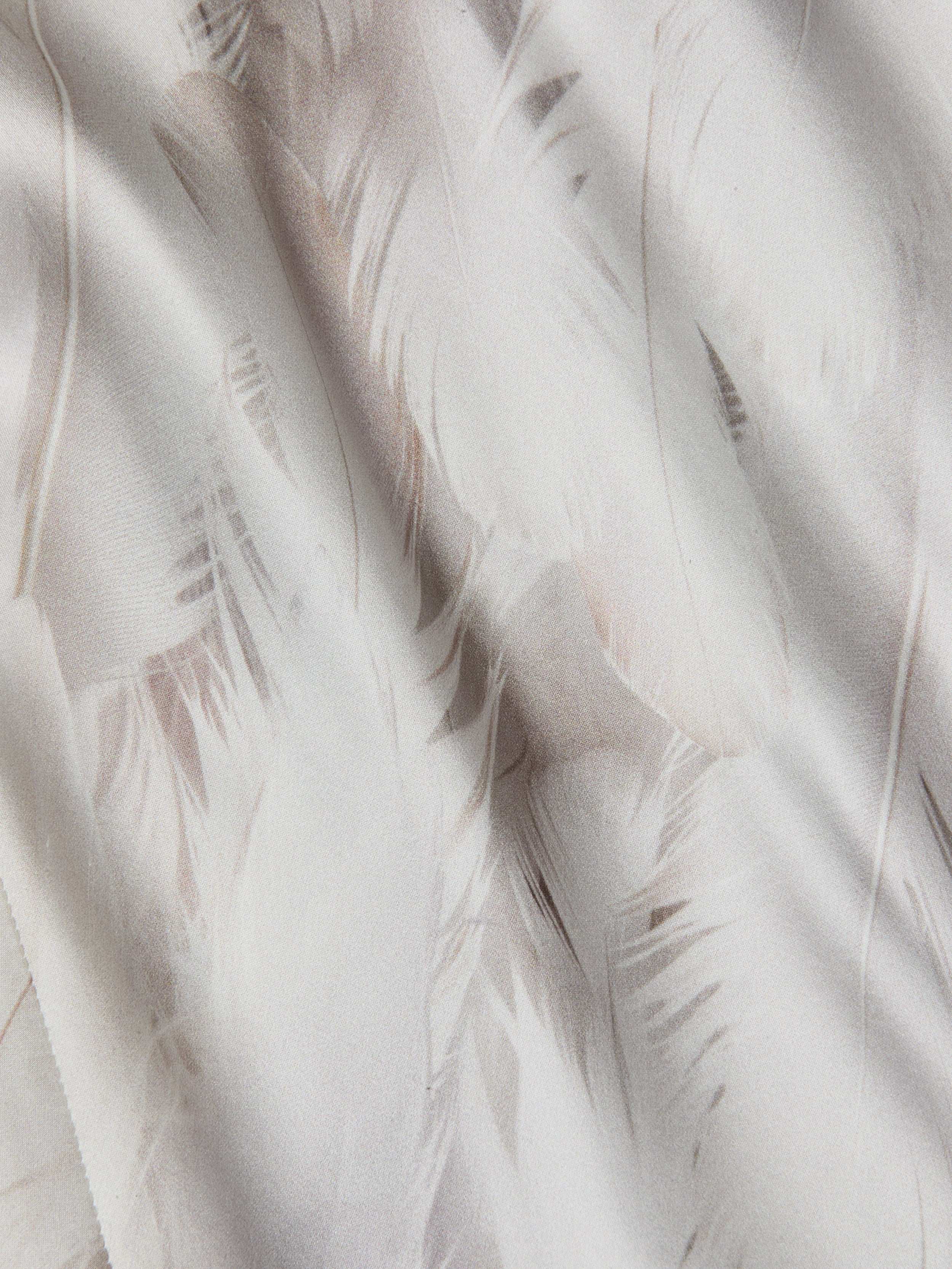 Ryker Silk Maxi Skirt In White Feather Print