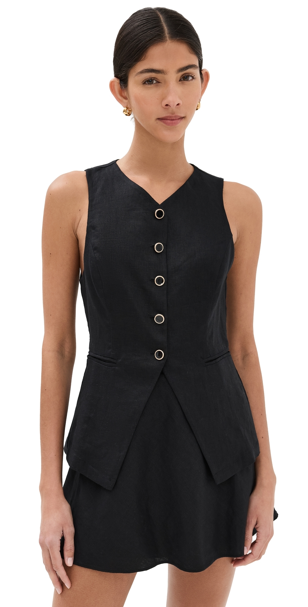 Aspen Linen Top Black