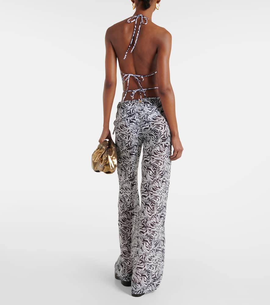 Zebra-print low-rise wide-leg pants