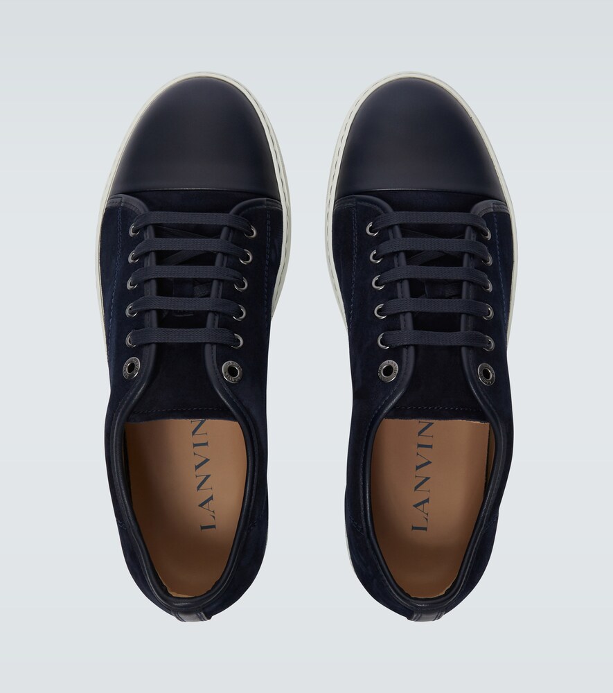 Suede and leather cap-toe sneakers