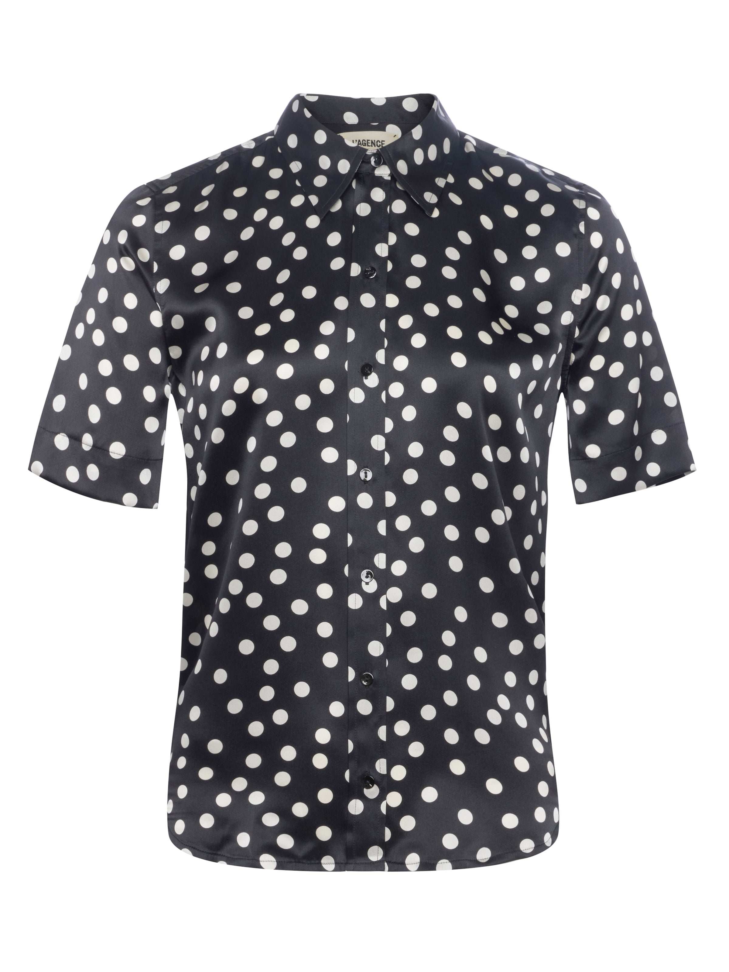 Ellah Silk Blouse Top In Black/ecru Polka Dot