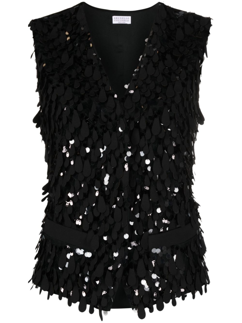브루넬로 쿠치넬리 여성 sequinned V-neck waistcoat - Black M0W07EX436C101