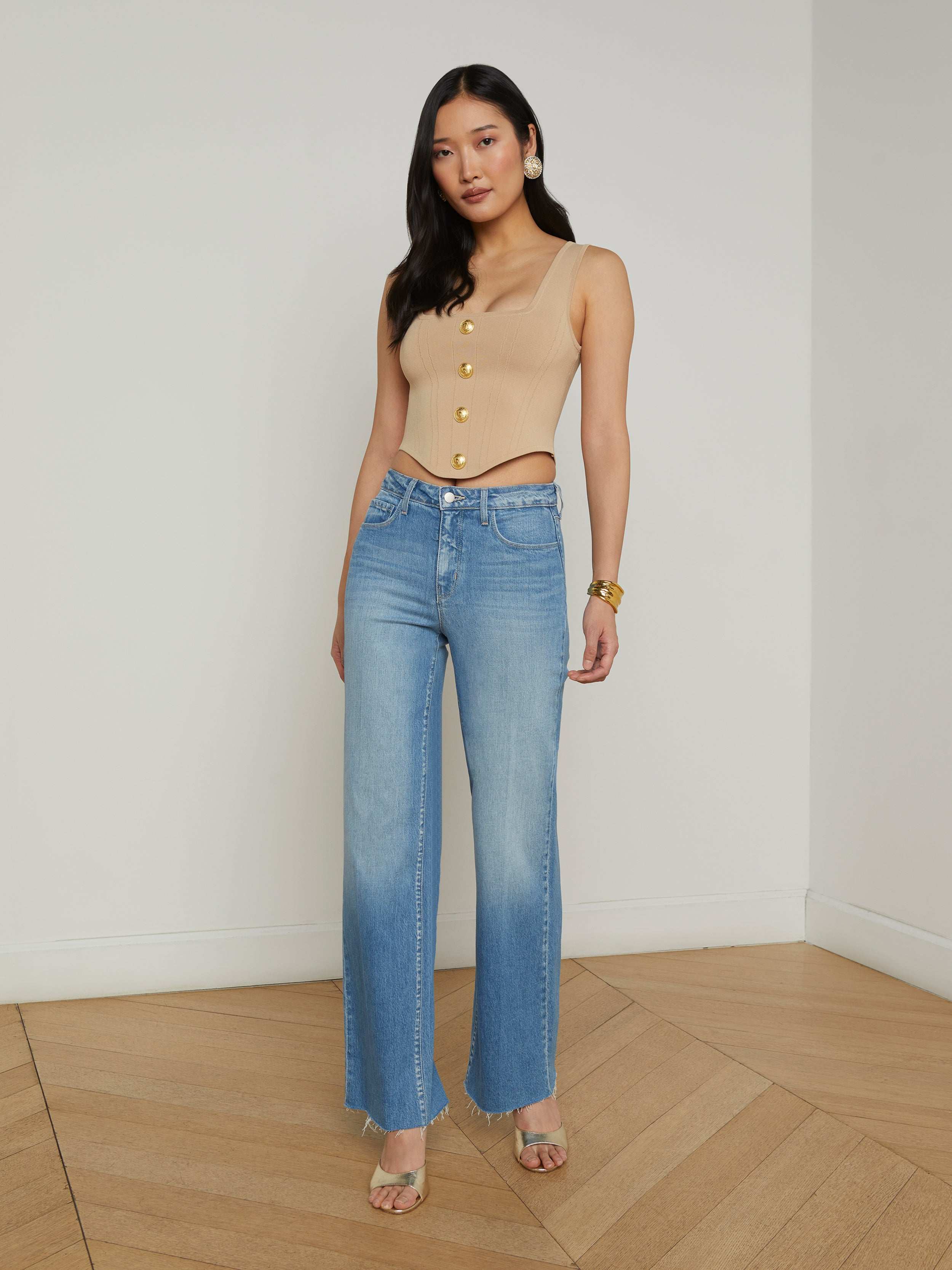 Saga Top In Almond/gold