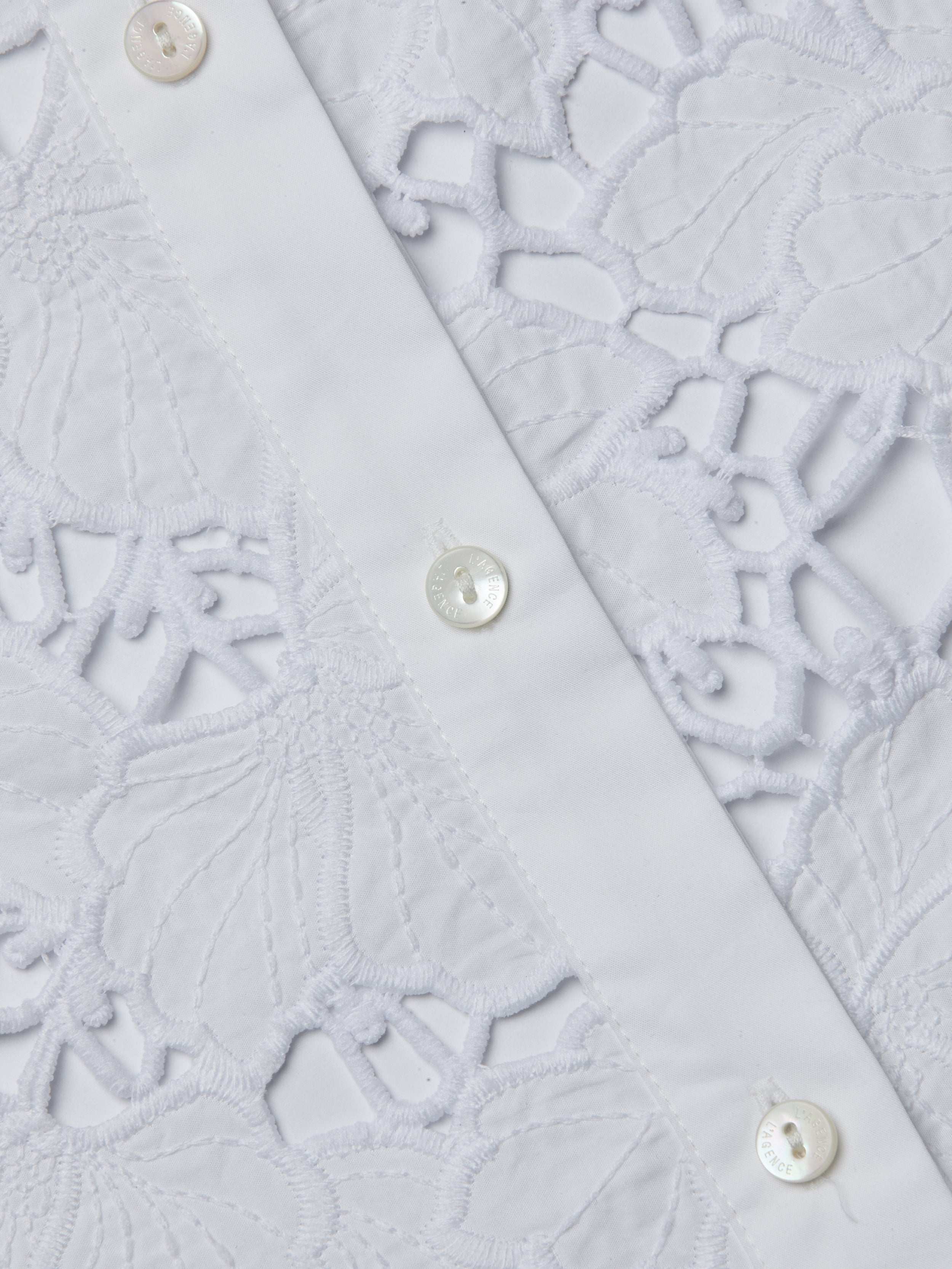 Emilio Lace Midi Shirt Dress In White