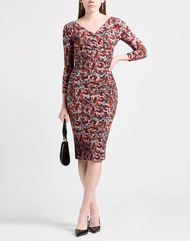 Woman Midi dress Brick Size 4 Polyamide, Elastane
