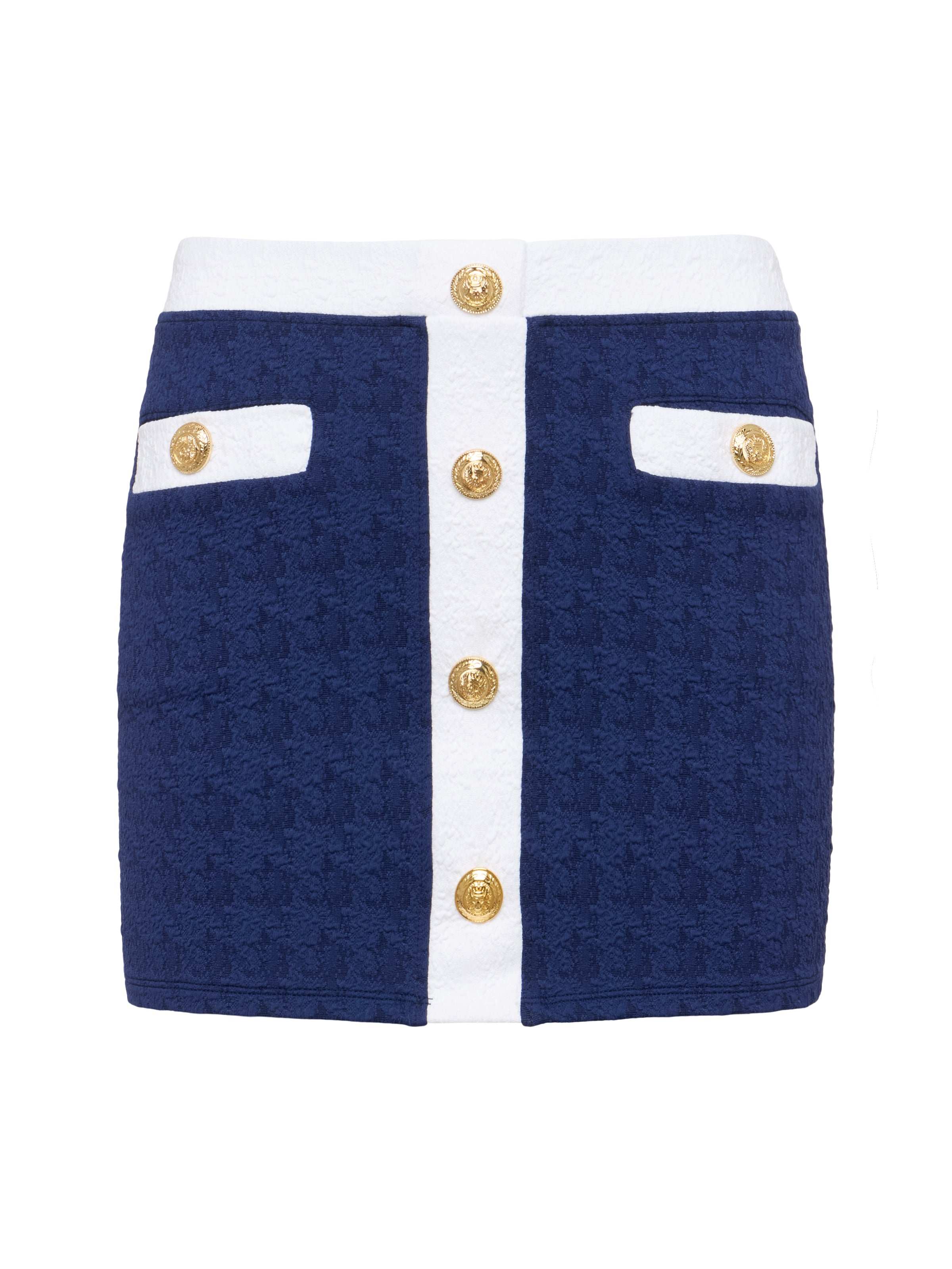 Coco Mini Skirt Cover-Up In Marine/white/gold Buttons
