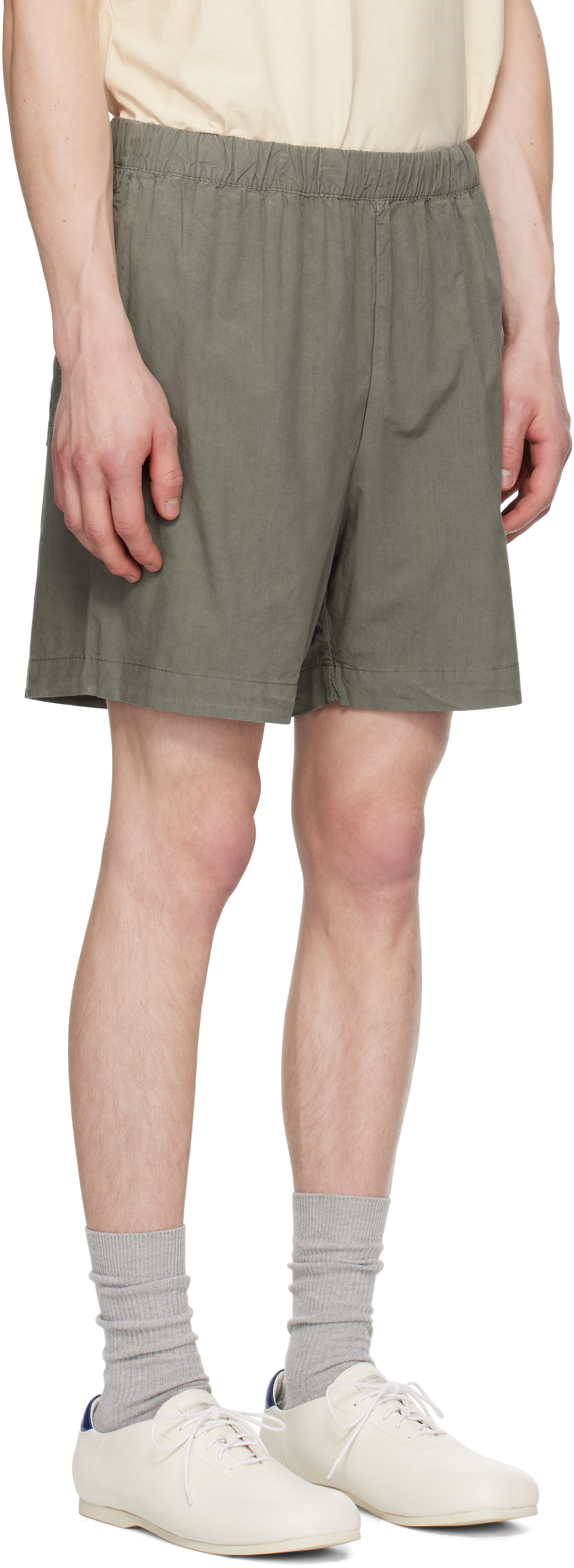 Gray Per Cotton Tencel Shorts