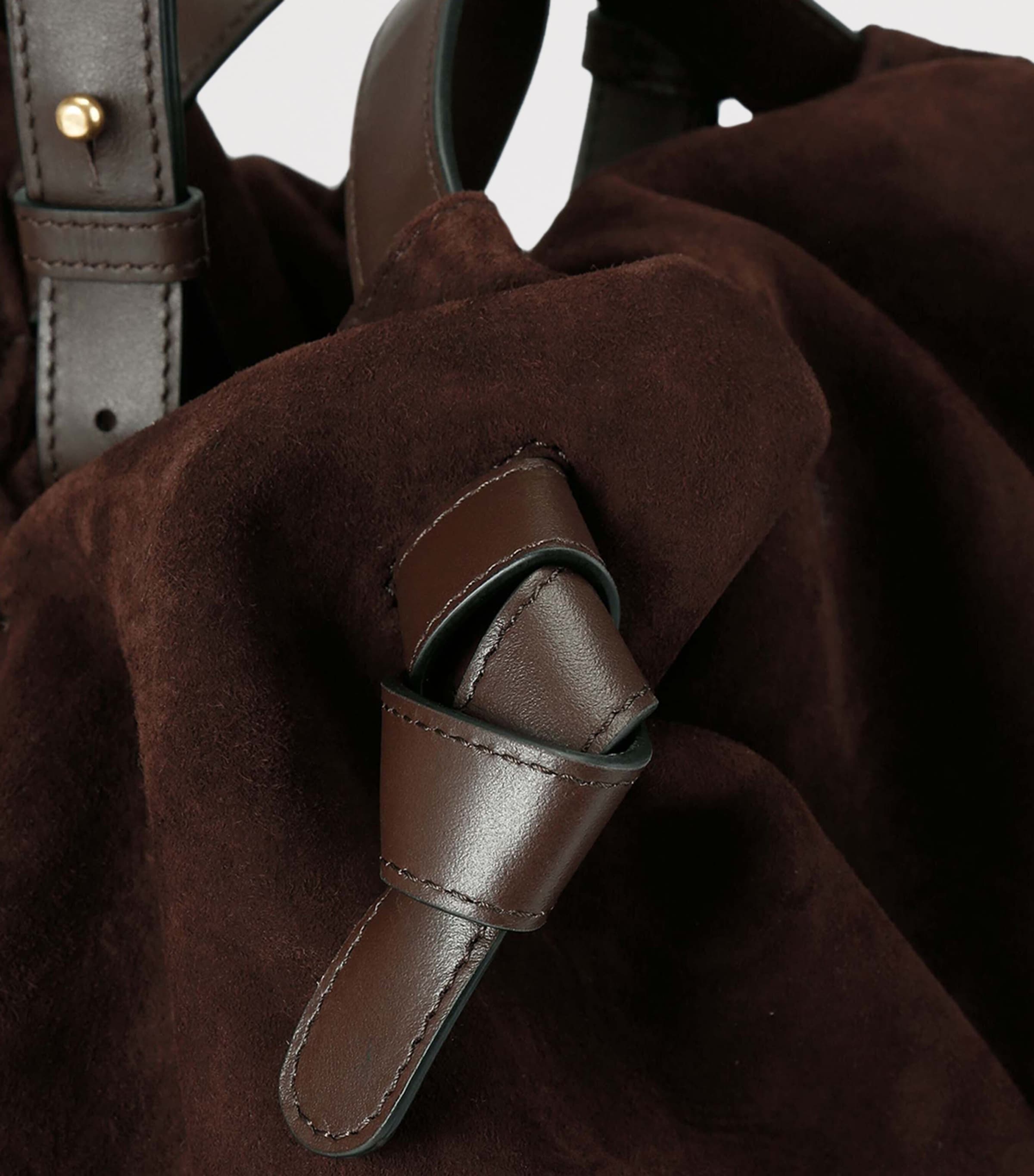 Suede Taurus Dumpling Top-Handle Bag