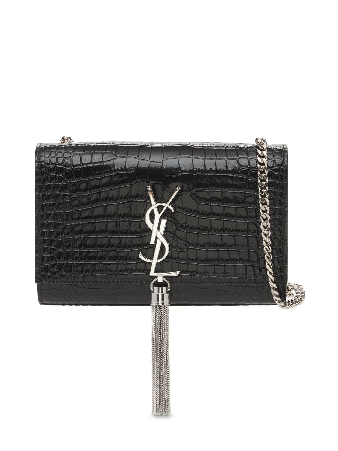 Saint Laurent Small Kate Croc Embossed Leather Shoulder Bag