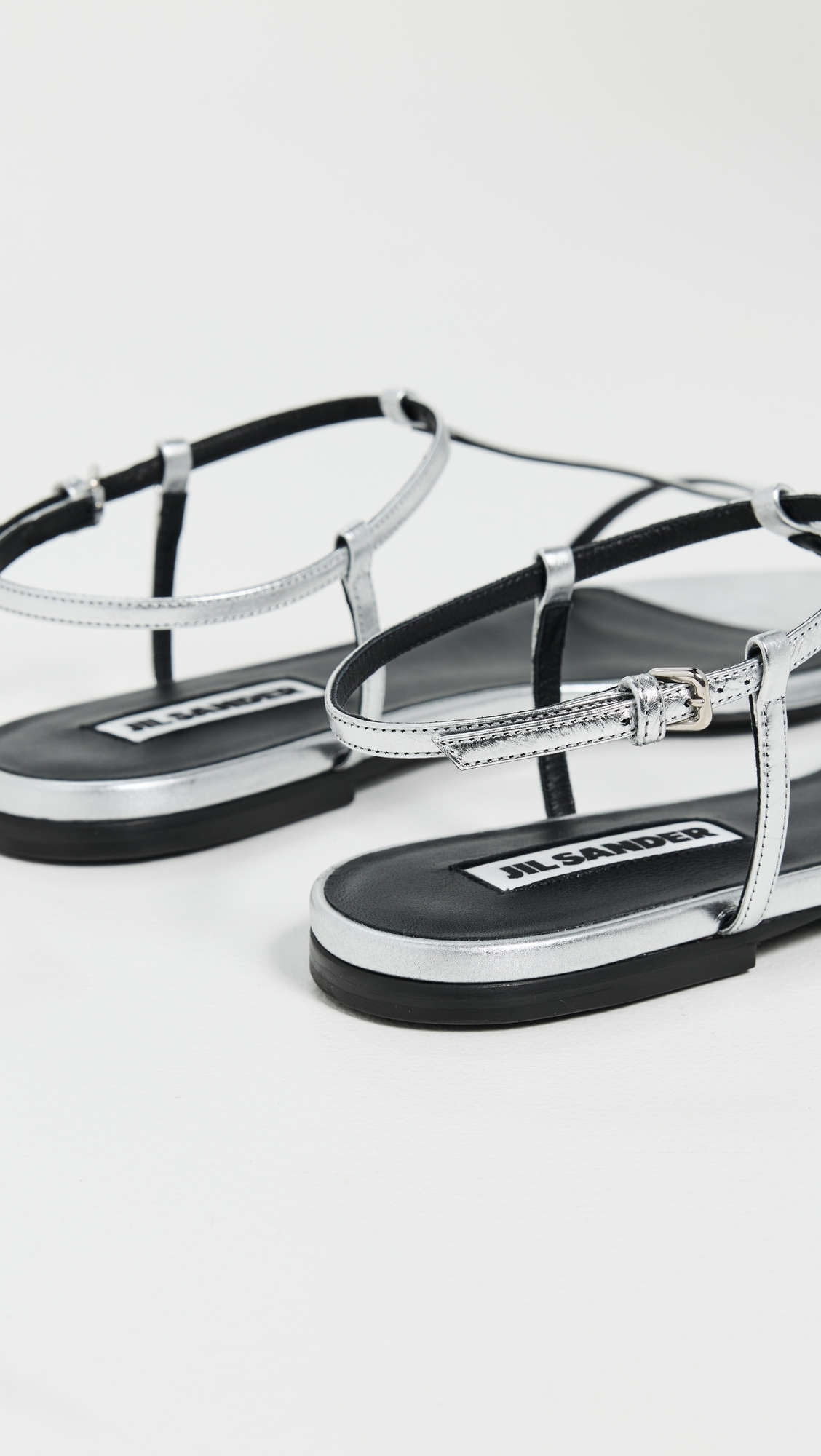 Jil Sander Metallic Leather Sandals Sky Grey