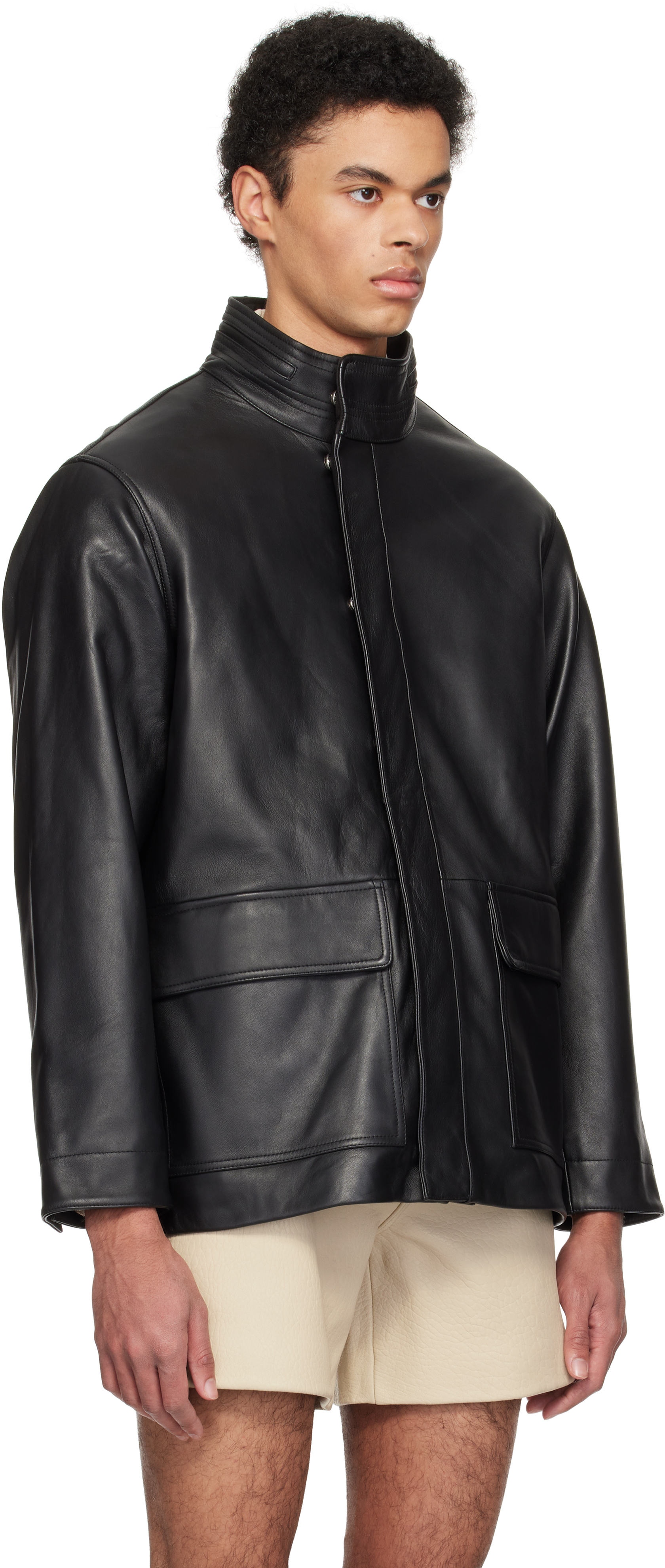 Sunflower Black Fatigue Leather Jacket
