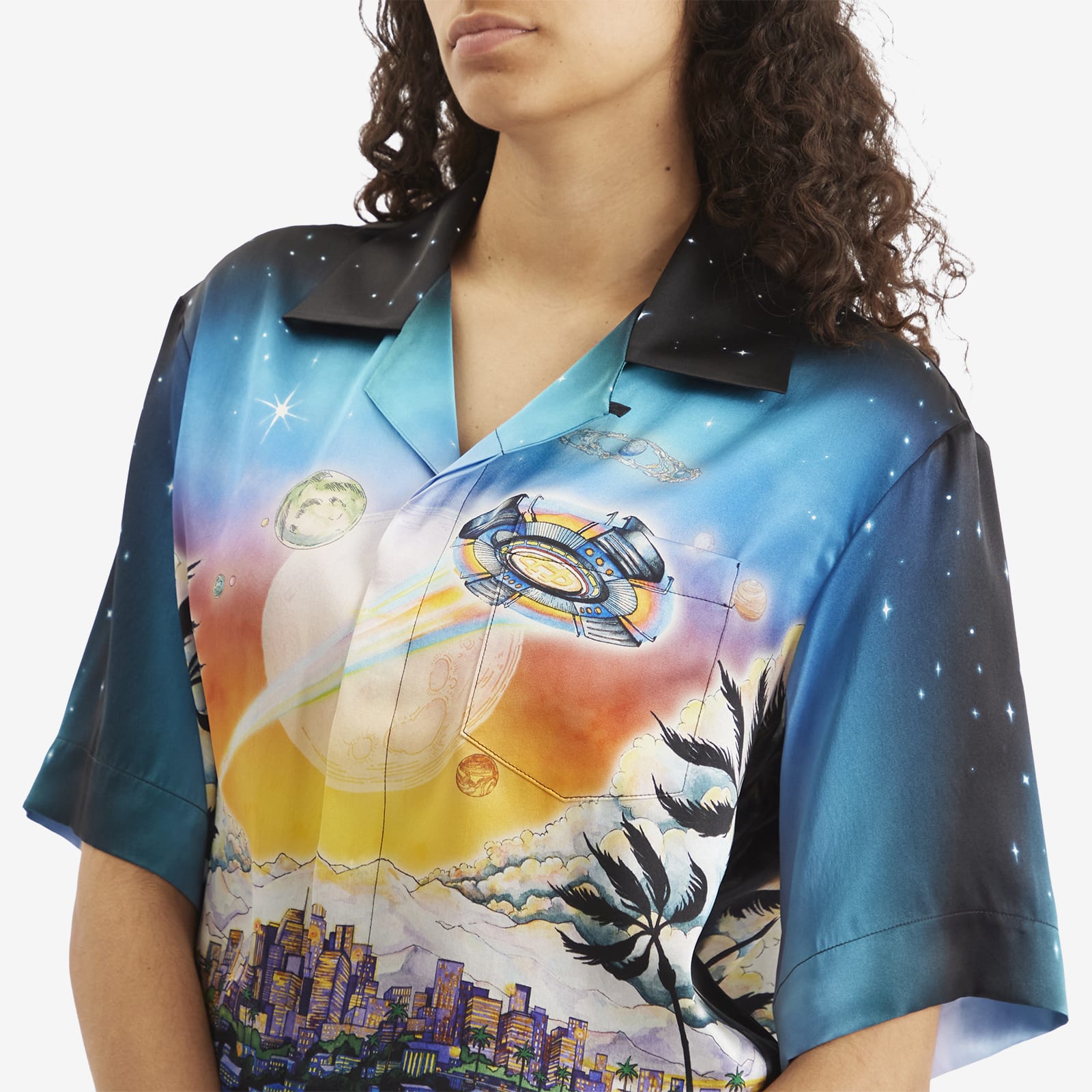 Casablanca Women's Silk Short Sleeve Shirt in Le Premonition