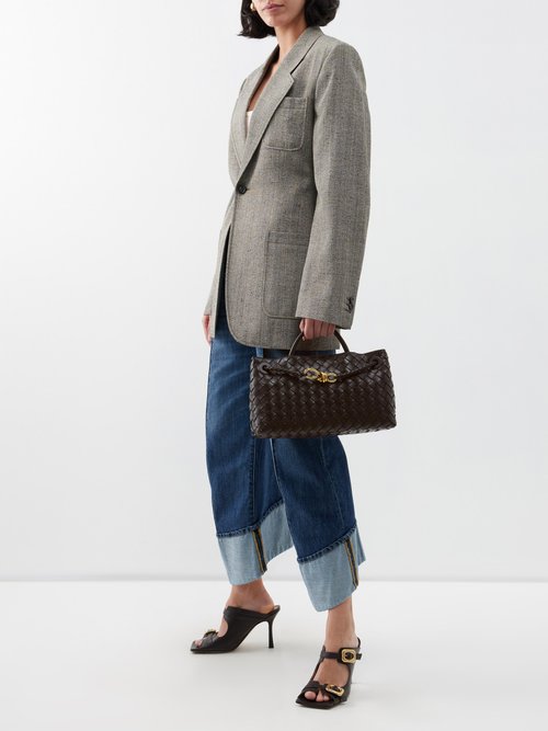 Brown Andiamo small Intrecciato-leather shoulder bag, Bottega Veneta