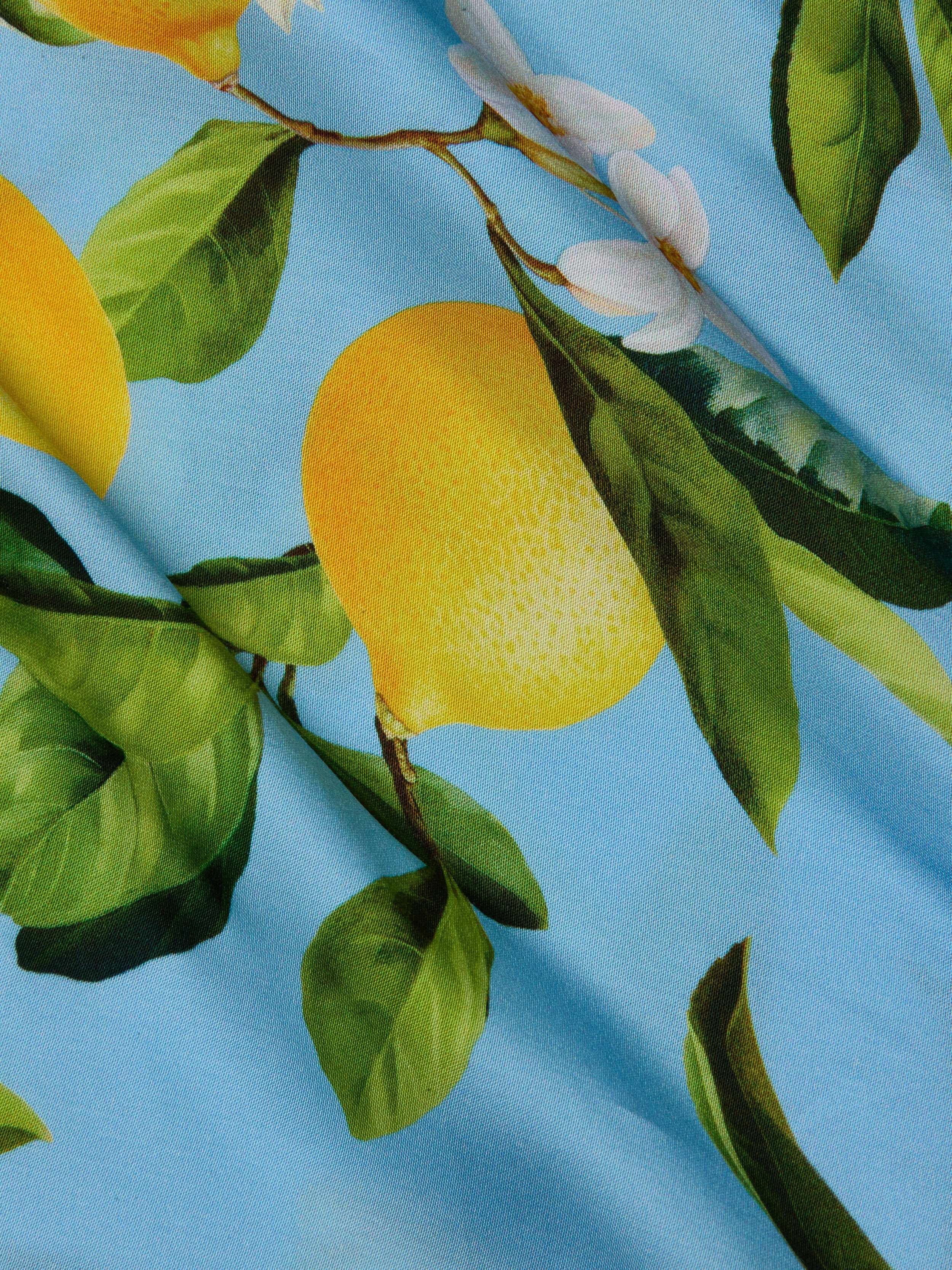 Akiya Satin Maxi Dress In Sky Blue/yellow Floral Lemon