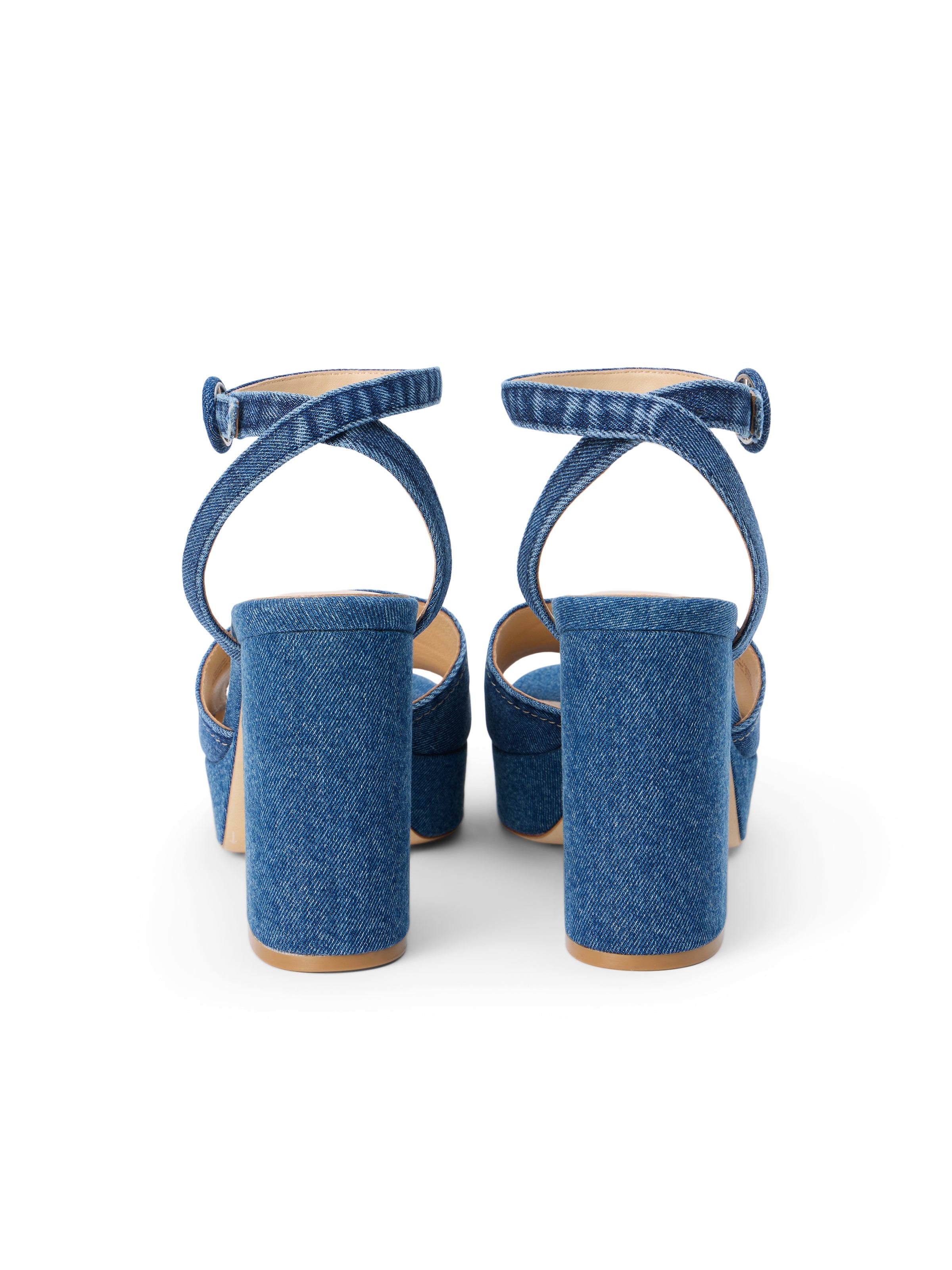 Andree Denim Platform Sandal In Dark Blue Denim