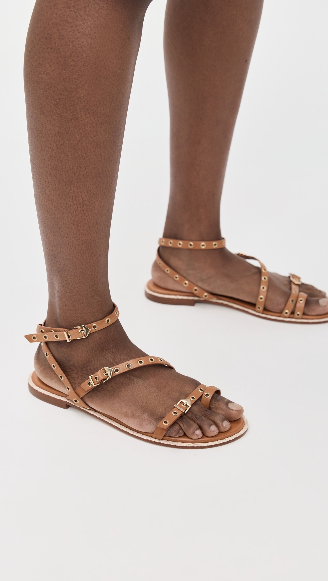 Schutz Annete Flat Sandals Cuoio Brown