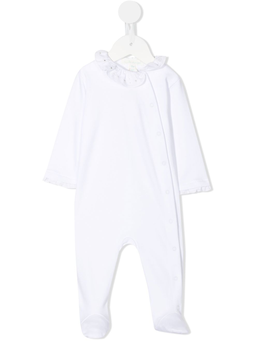 Marie-Chantal ruffle-neck cotton pajama - White NB4700D