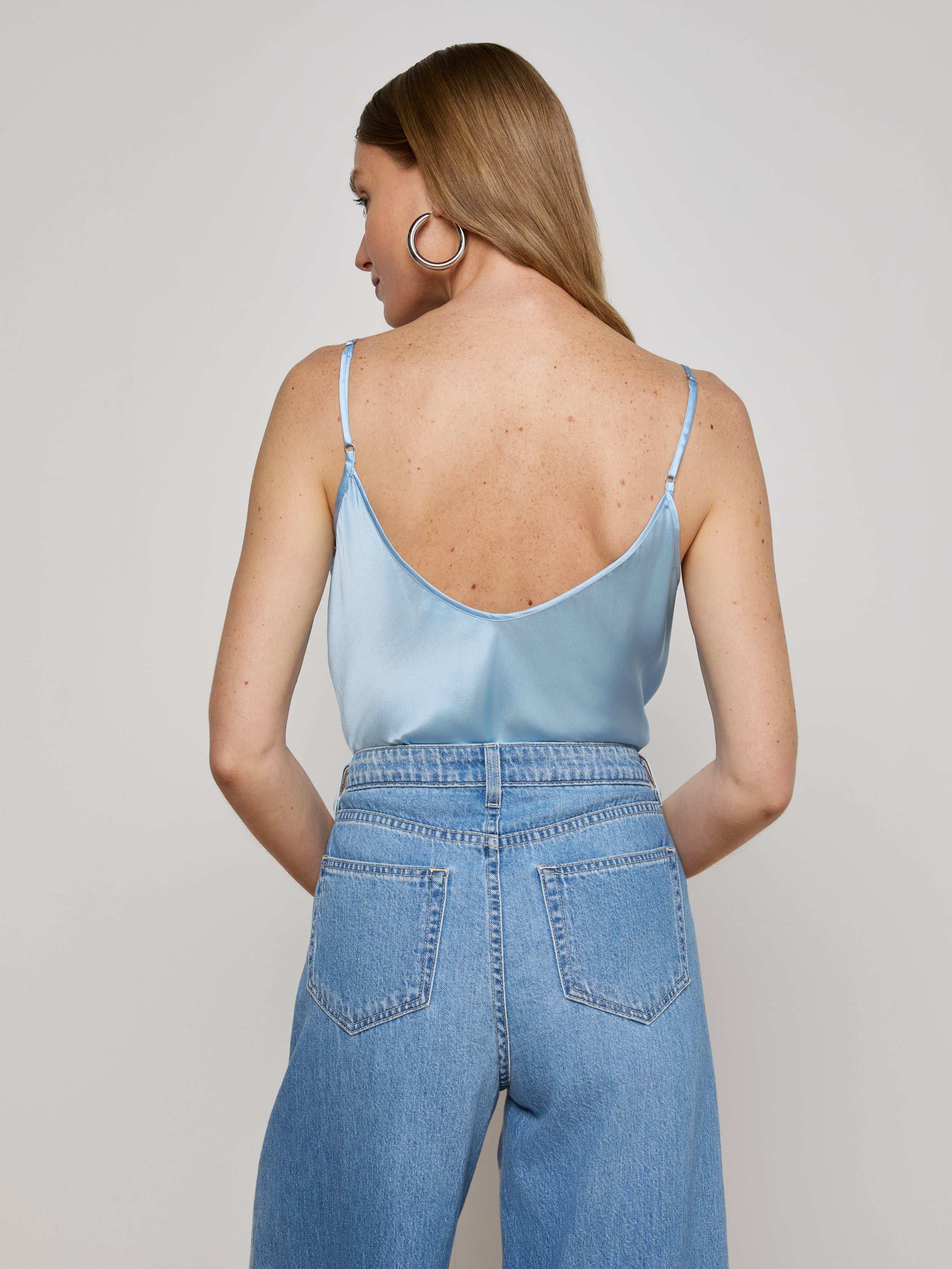 Lexi Silk Camisole In Sky Blue