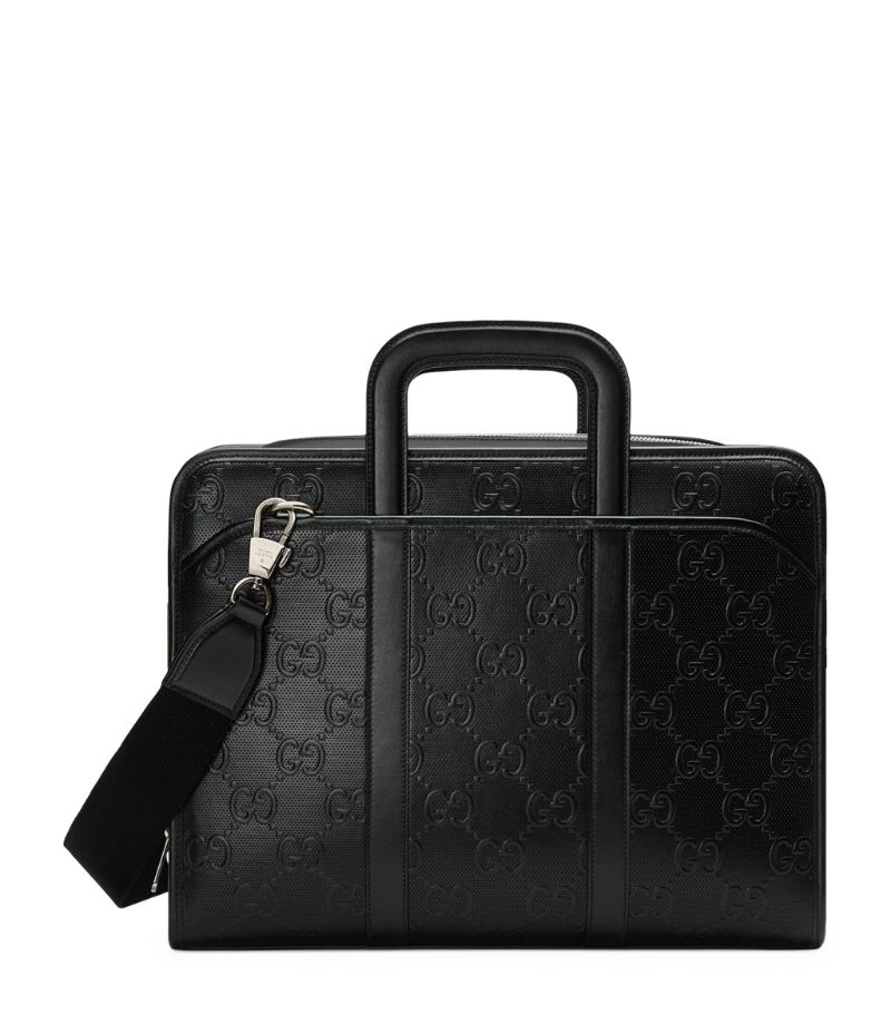 Medium Embossed Leather Briefcase