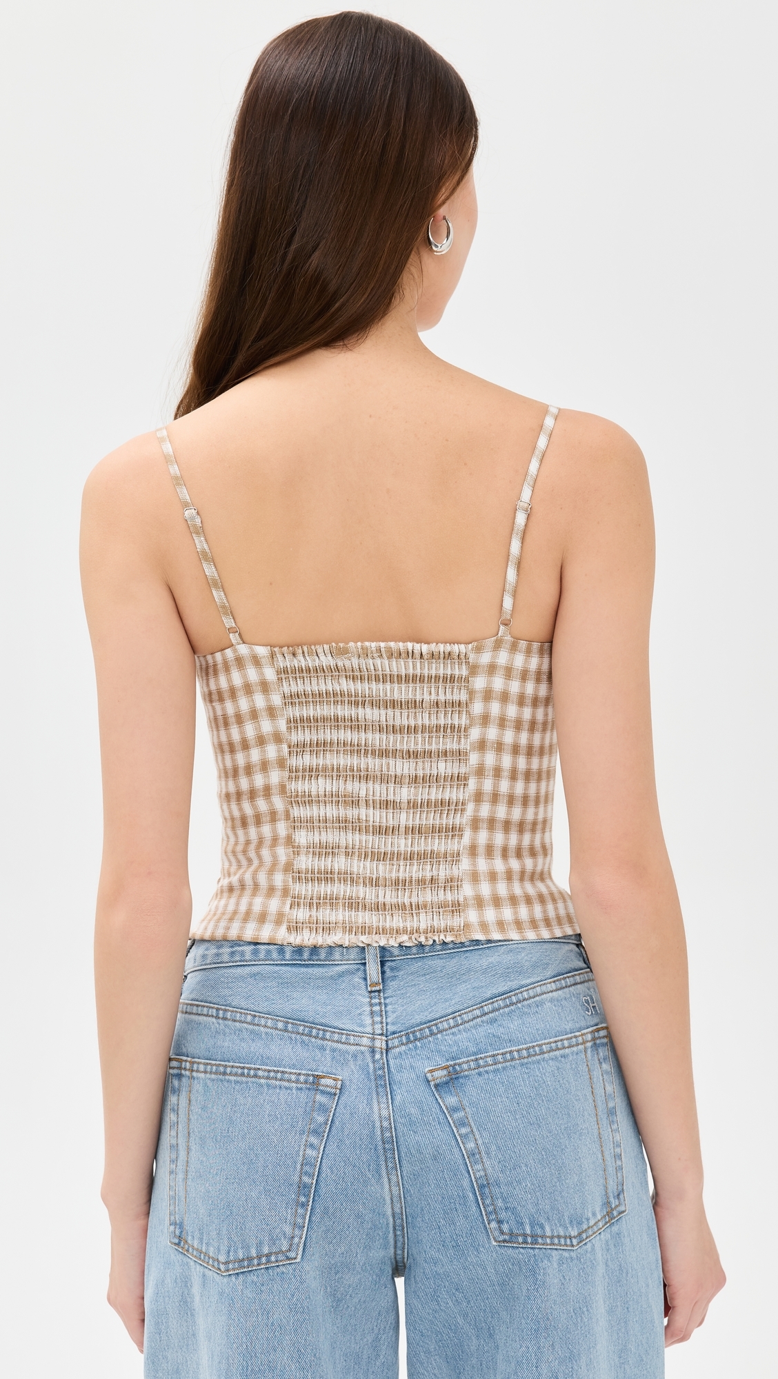 Reformation Christen Linen Top Dunes Check