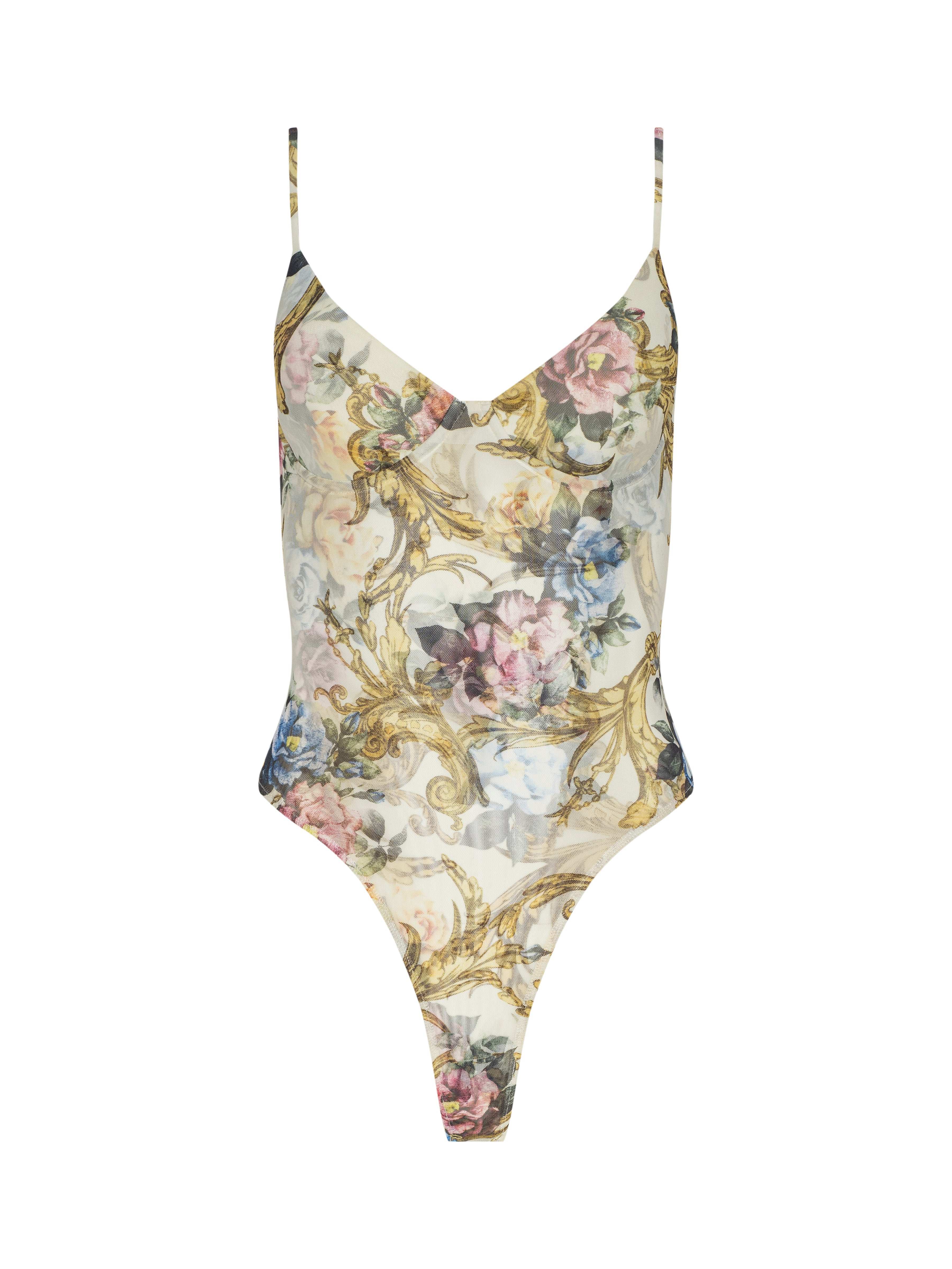 Elowen Underwire Bodysuit In Vintage White Small Floral Baroque