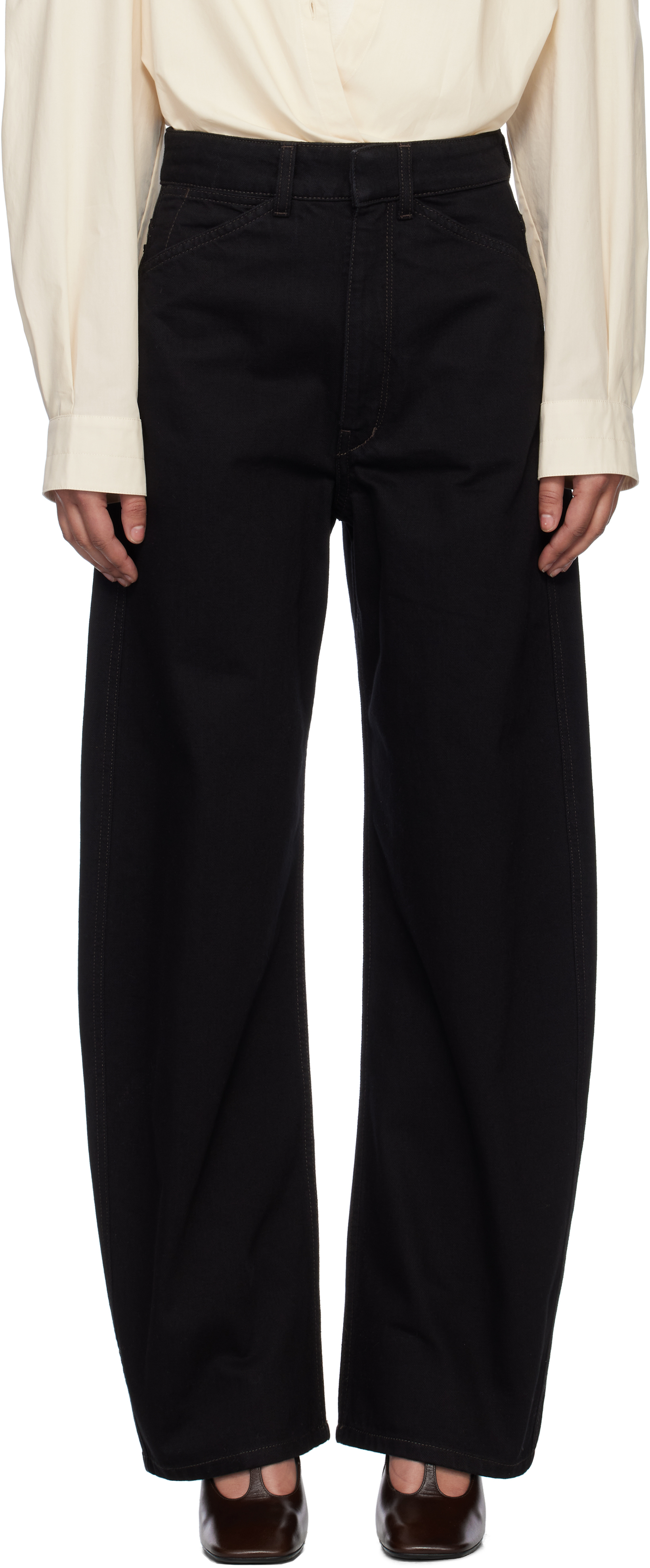 LEMAIRE Black High Waisted Curved Jeans