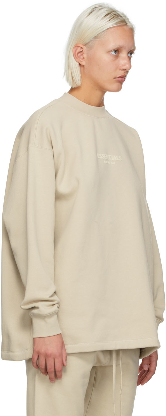 Essentials Beige Relaxed Crew Neck Sweatshirt - Realry: A