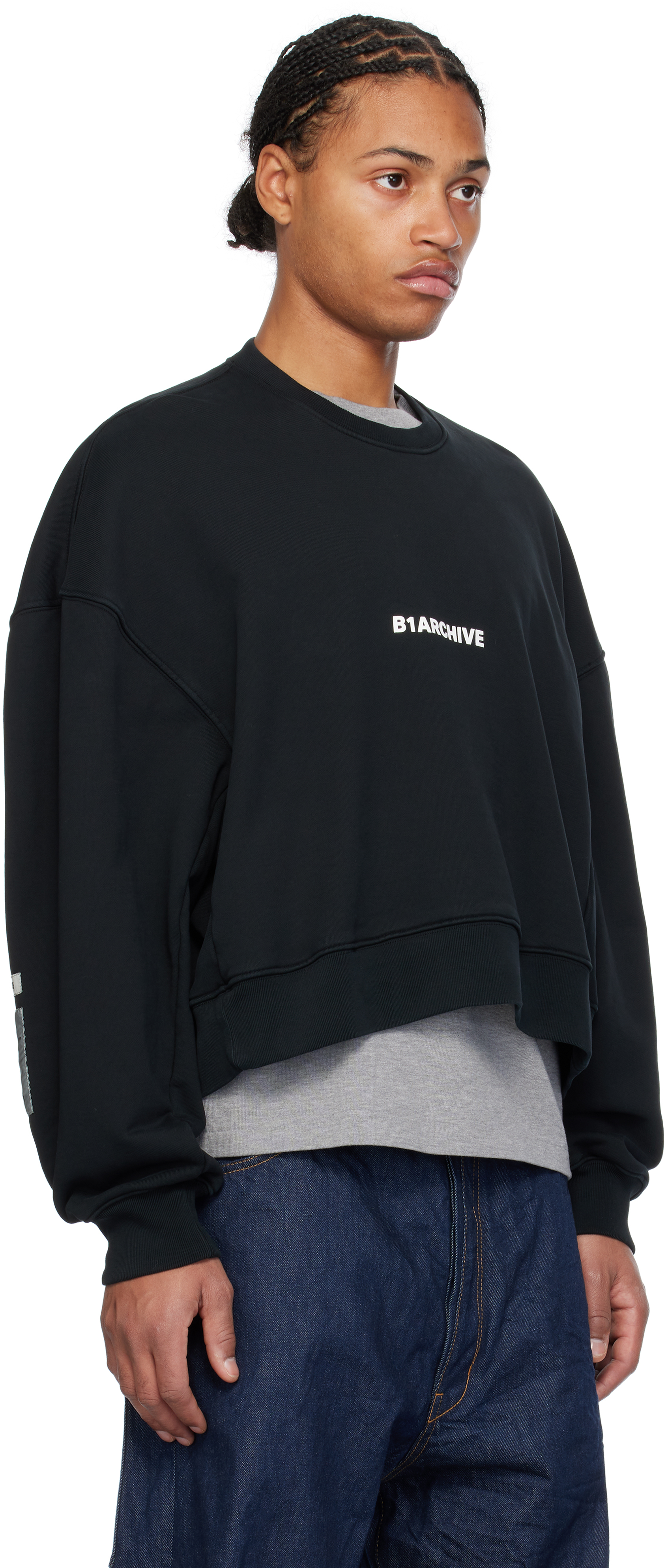 B1ARCHIVE Black Oversized Crewneck Sweatshirt