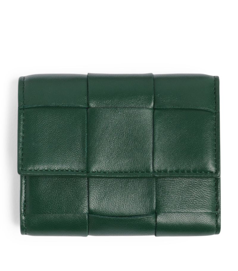 Leather Intreccio Trifold Wallet