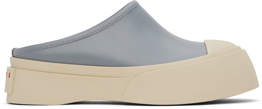 Marni Blue Leather Pablo Sabot Slippers