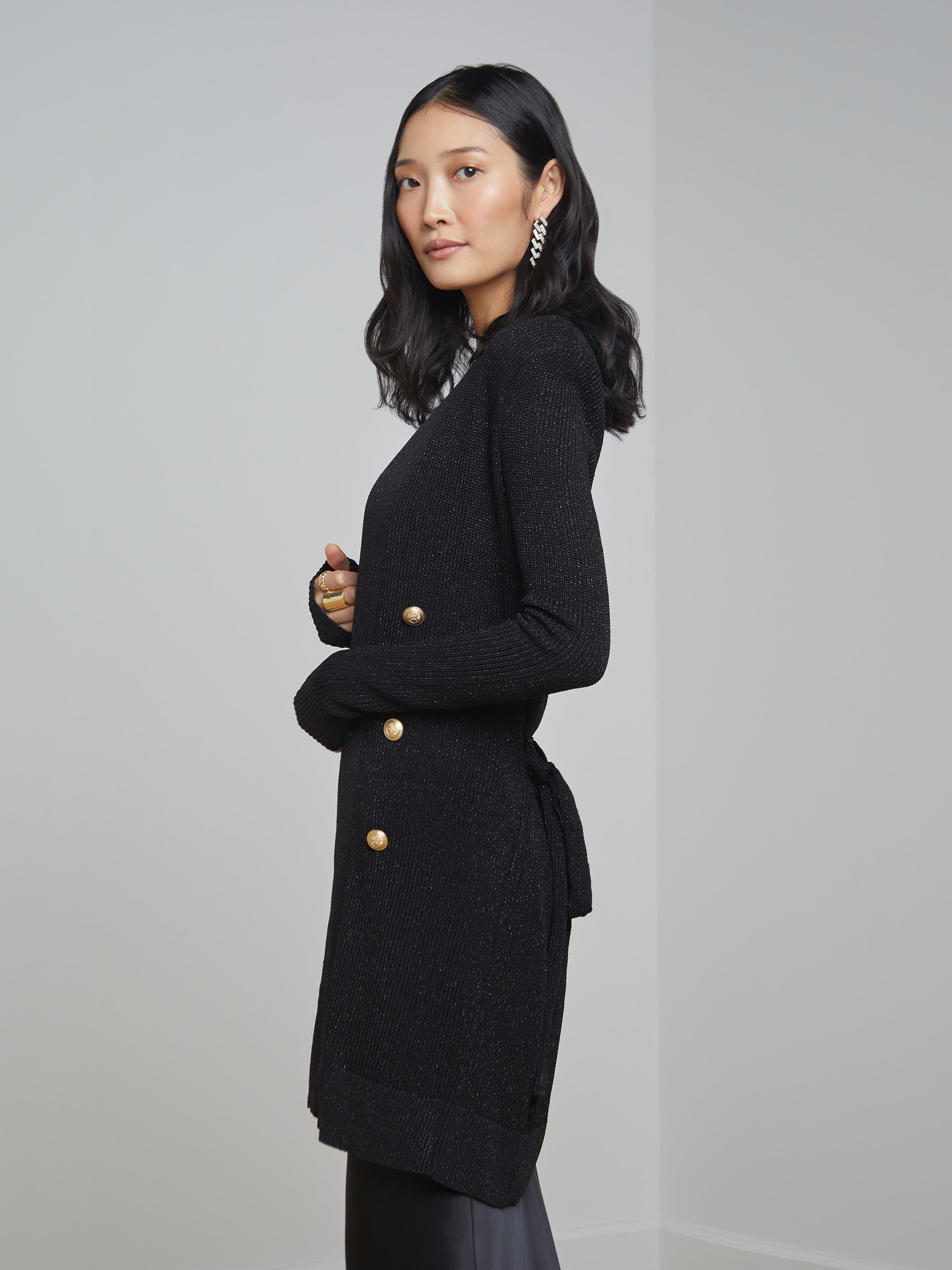 Noe Double-Breasted Cardigan In Black