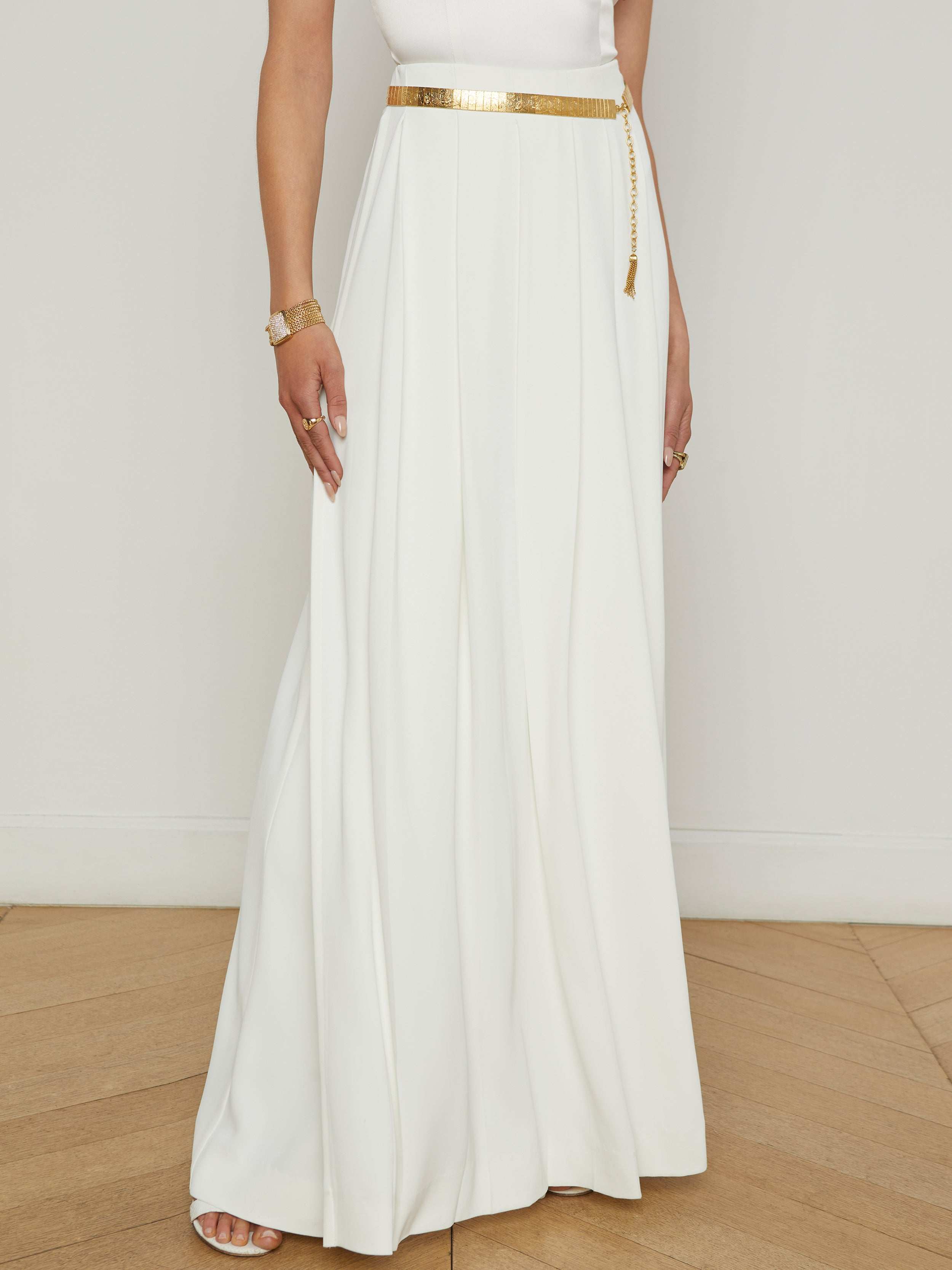 Aki Skirt-Front Pants In Ivory