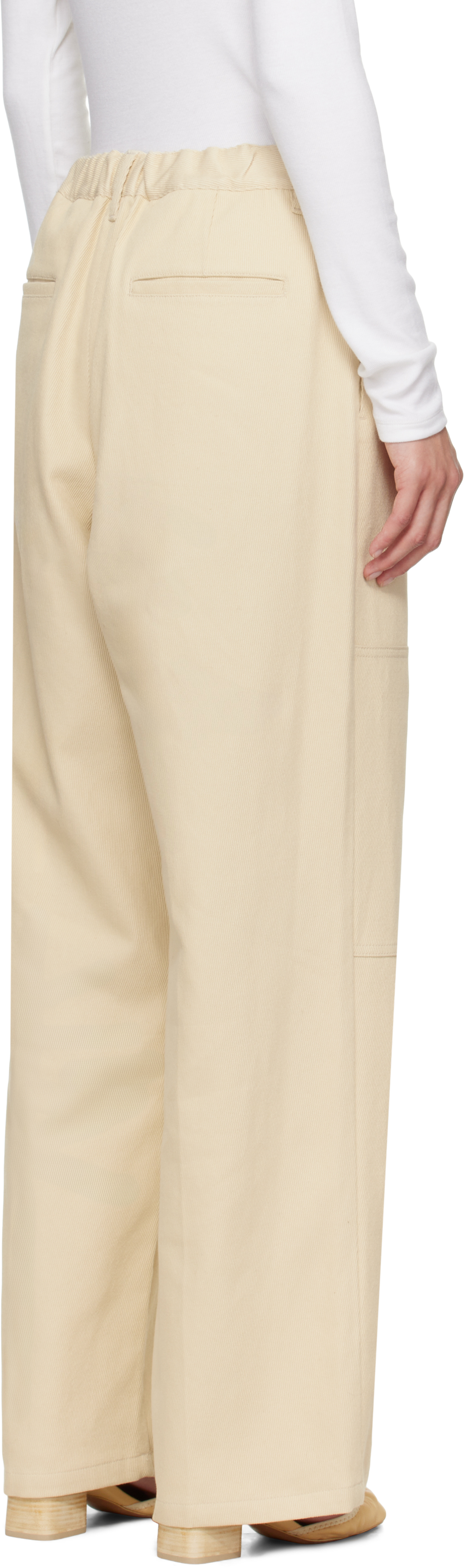 Beige Cotton Twill Work Trousers