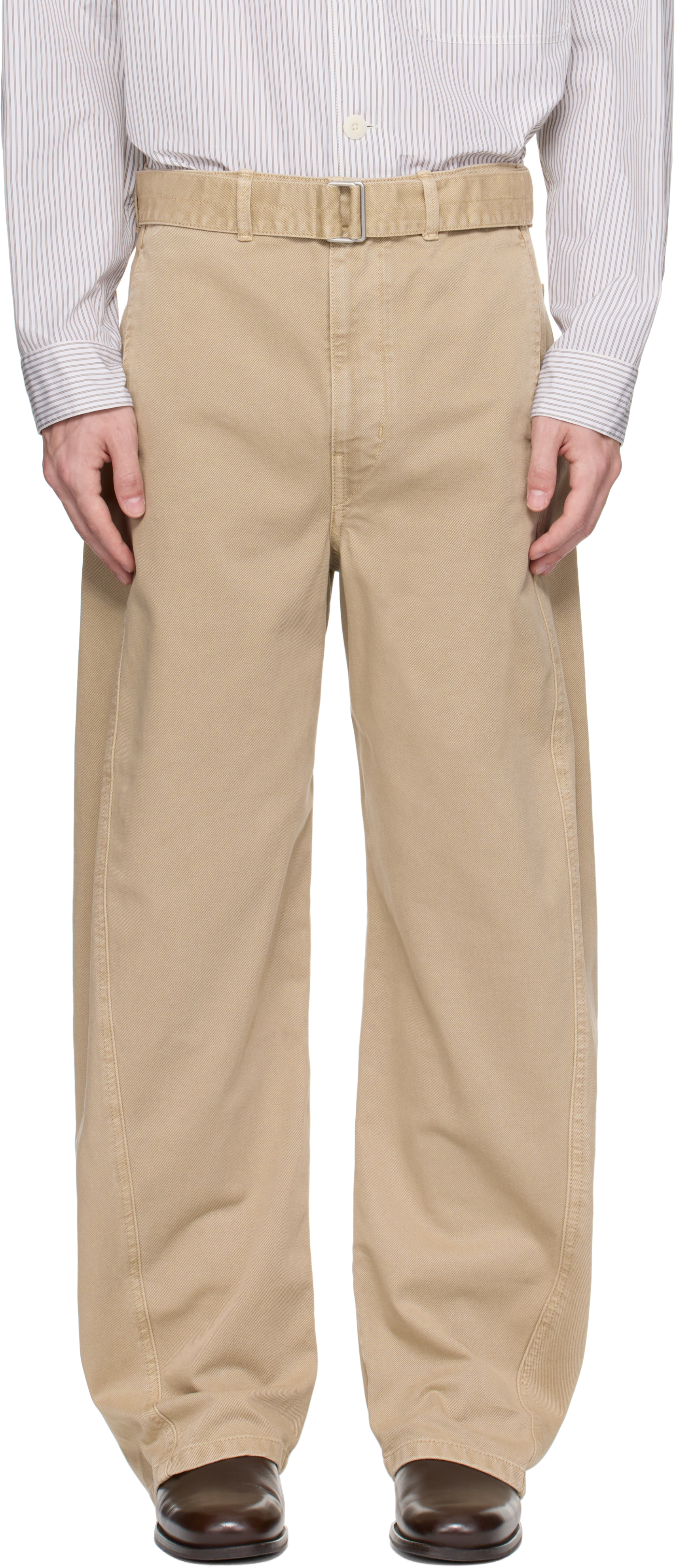 Taupe Twisted Belted Jeans
