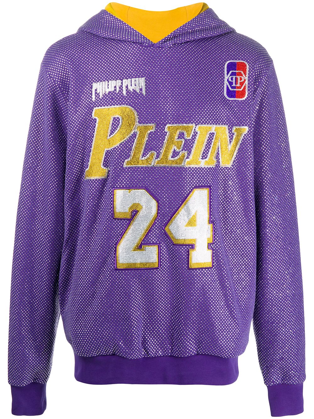 필립플레인 glass-embellished bball hoodie - Purple A20CUJB0012PJO002N