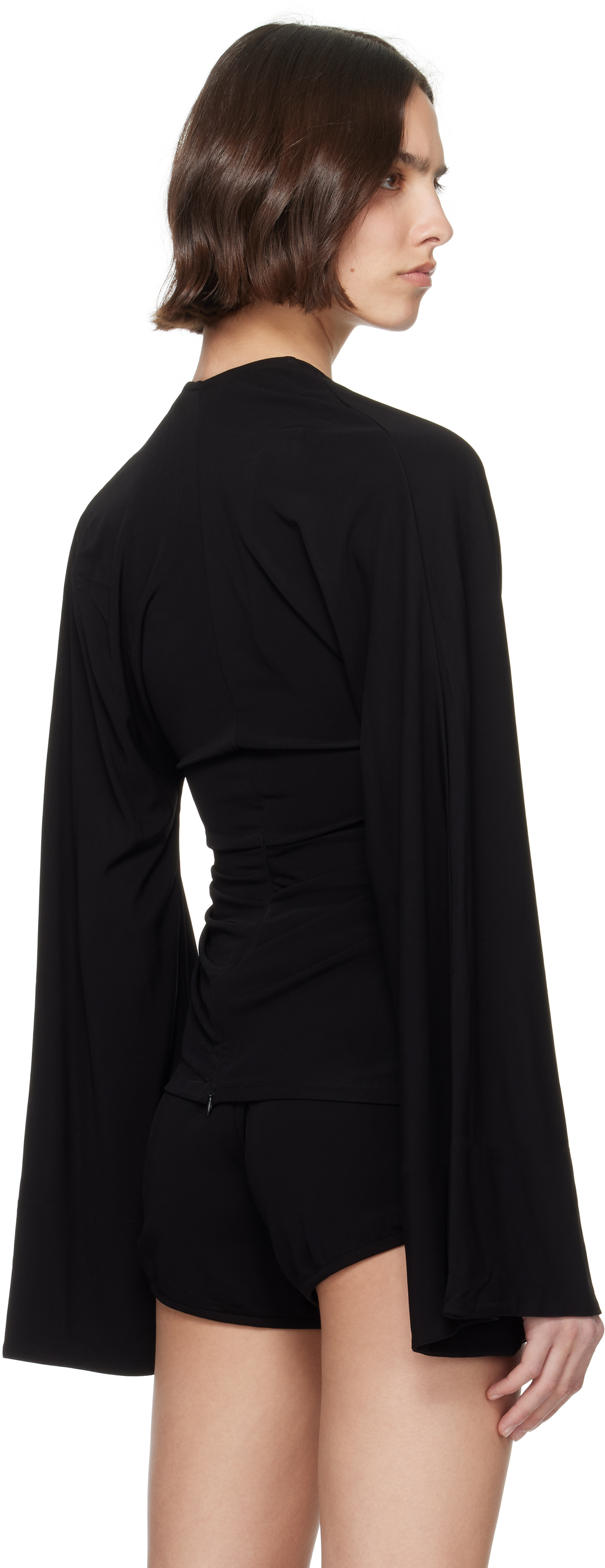 Christopher Esber Black Salacia Ruched Long Sleeve Top