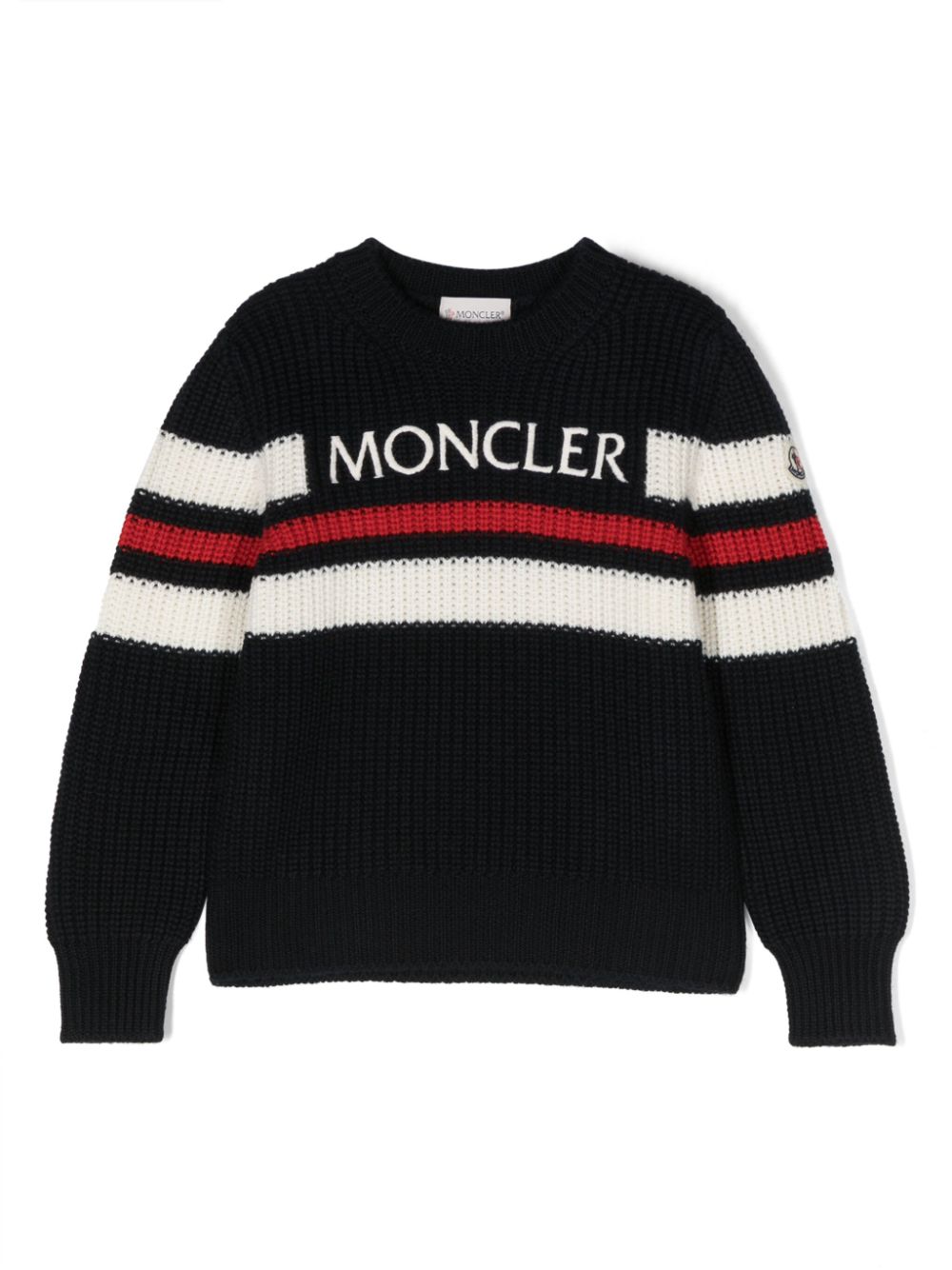 Moncler Enfant logo-intarsia wool jumper - Blue 9549C00006M1131